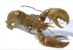 "Lobster in Armour" di Chésade - Scultura in bronzo, animale marino, dorata