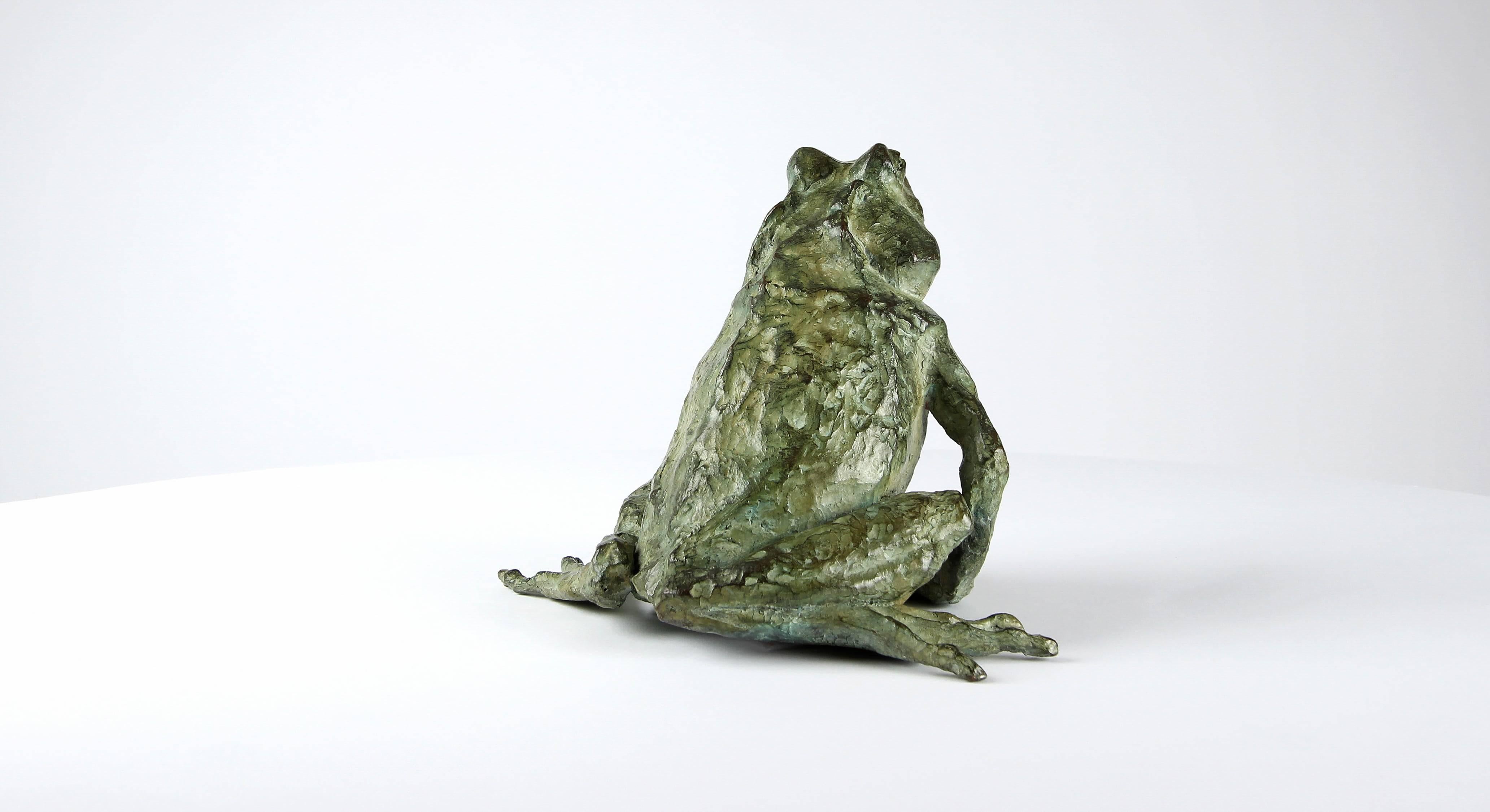 Grenouille magique (Magic Frog, 2012-2013) is a bronze sculpture with green and gray patina by French contemporary sculptor Chésade. 17 cm × 14 cm × 12 cm. This sculpture is produced in limited edition (8 copies and IV artist’s proofs).