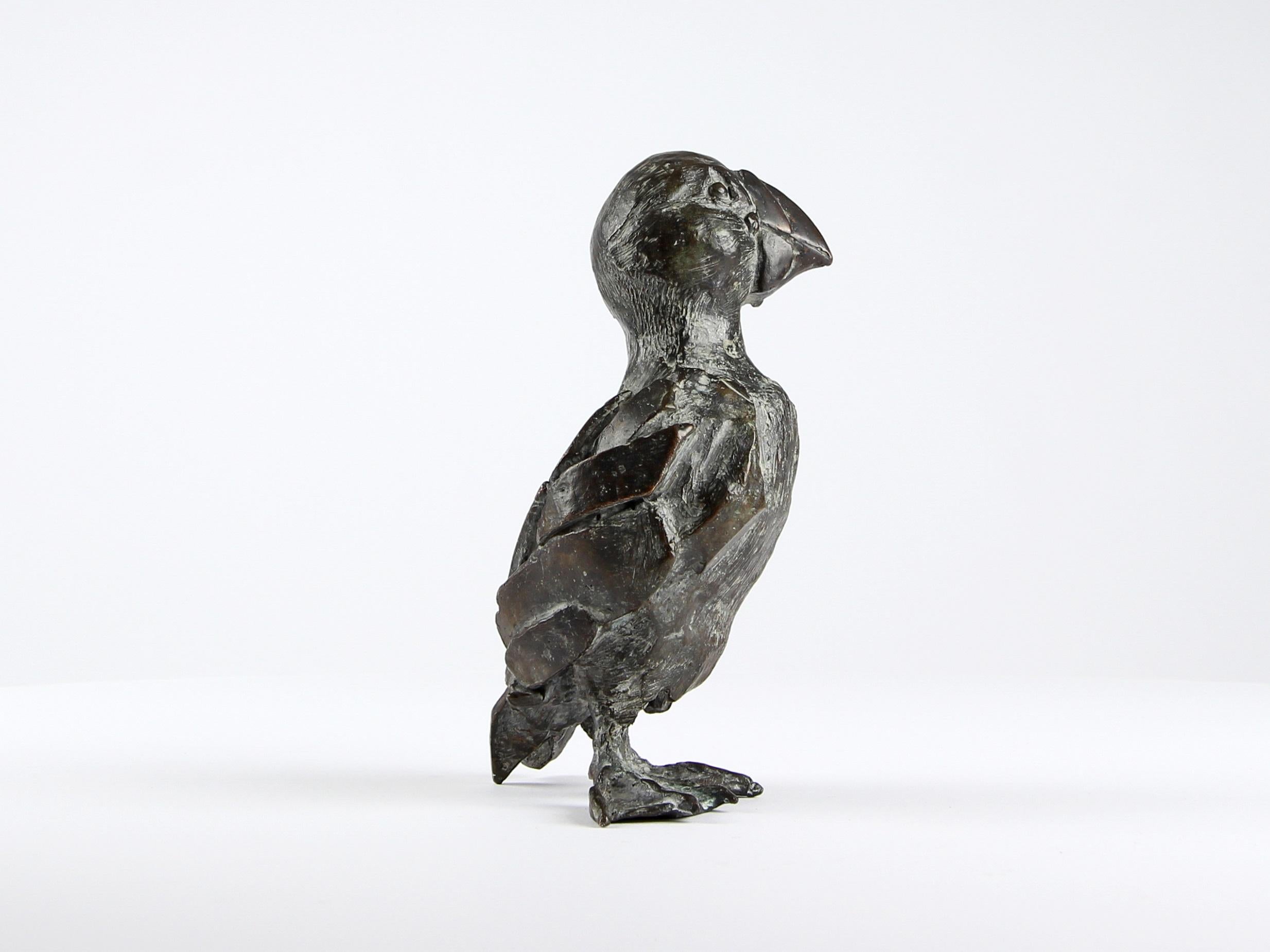 Puffin, Bronze Animal Sculpture - Gold Figurative Sculpture by Chésade
