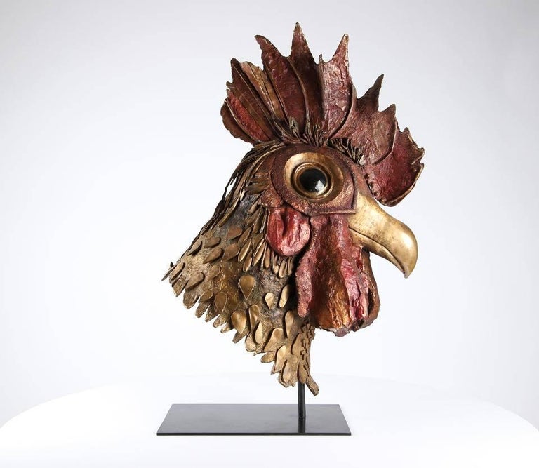 Rooster "French Symbol" is a one-off sculpture by French contemporary sculptor Chésade. Bronze, 90 cm × 70 cm × 20 cm.
Chésade's bronze sculptures stand out by their very tactile and narrative surfaces, in which a single fragment bestows all the