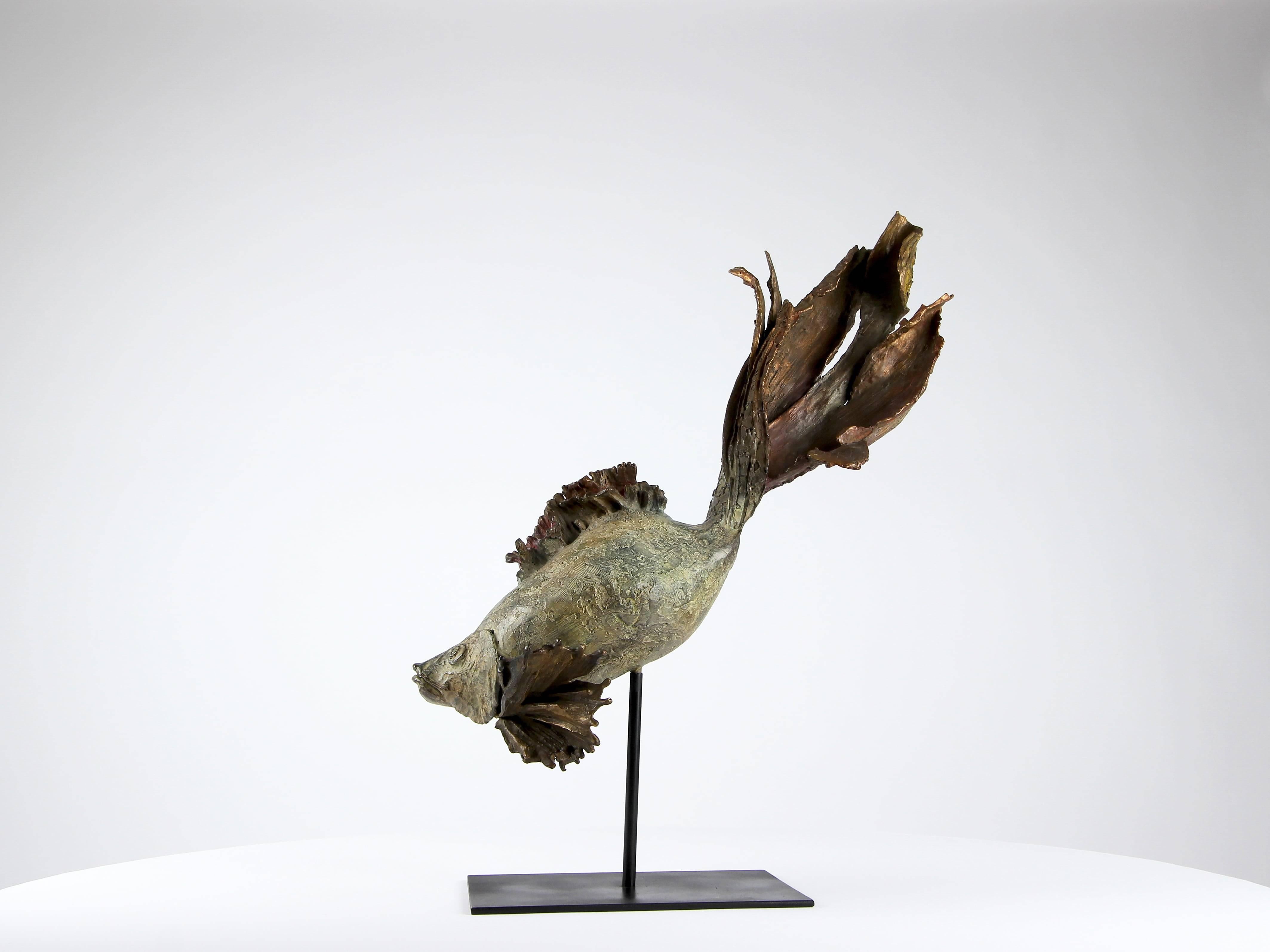 Poisson siamois Princesse par Chésade - sculpture unique en bronze, faune et flore marines en vente 2