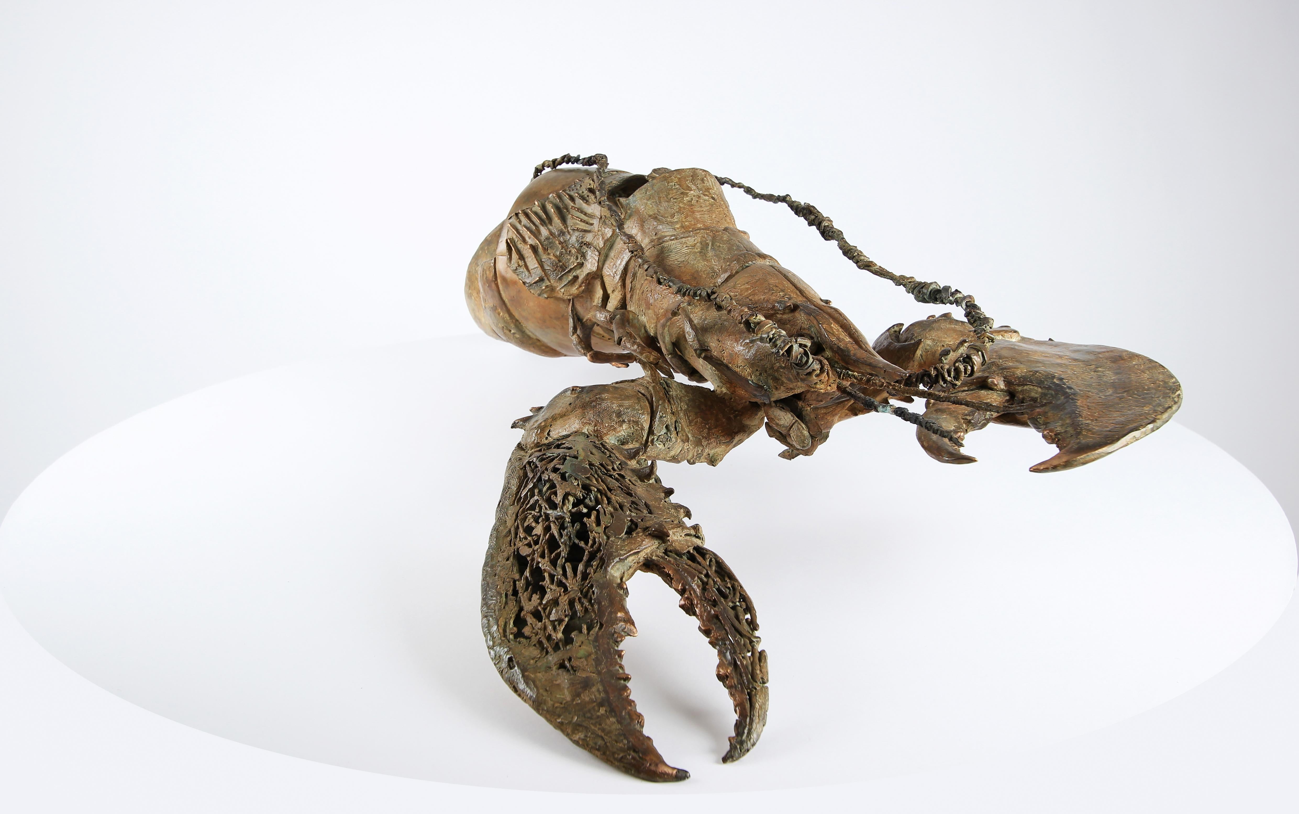 La bella aragosta di Chésade - Scultura animale in bronzo, Sealife, oro in vendita 4