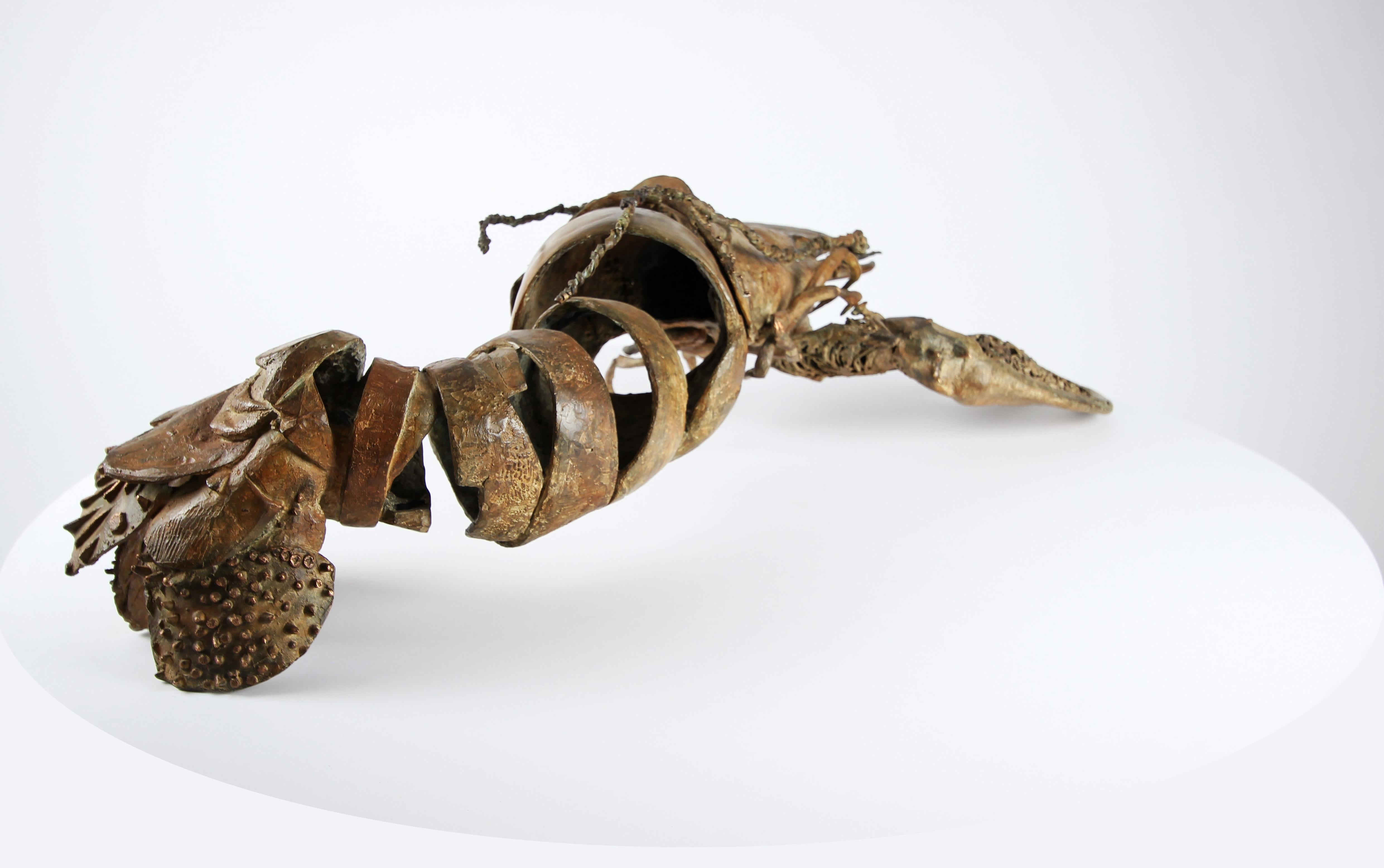 La bella aragosta di Chésade - Scultura animale in bronzo, Sealife, oro in vendita 6