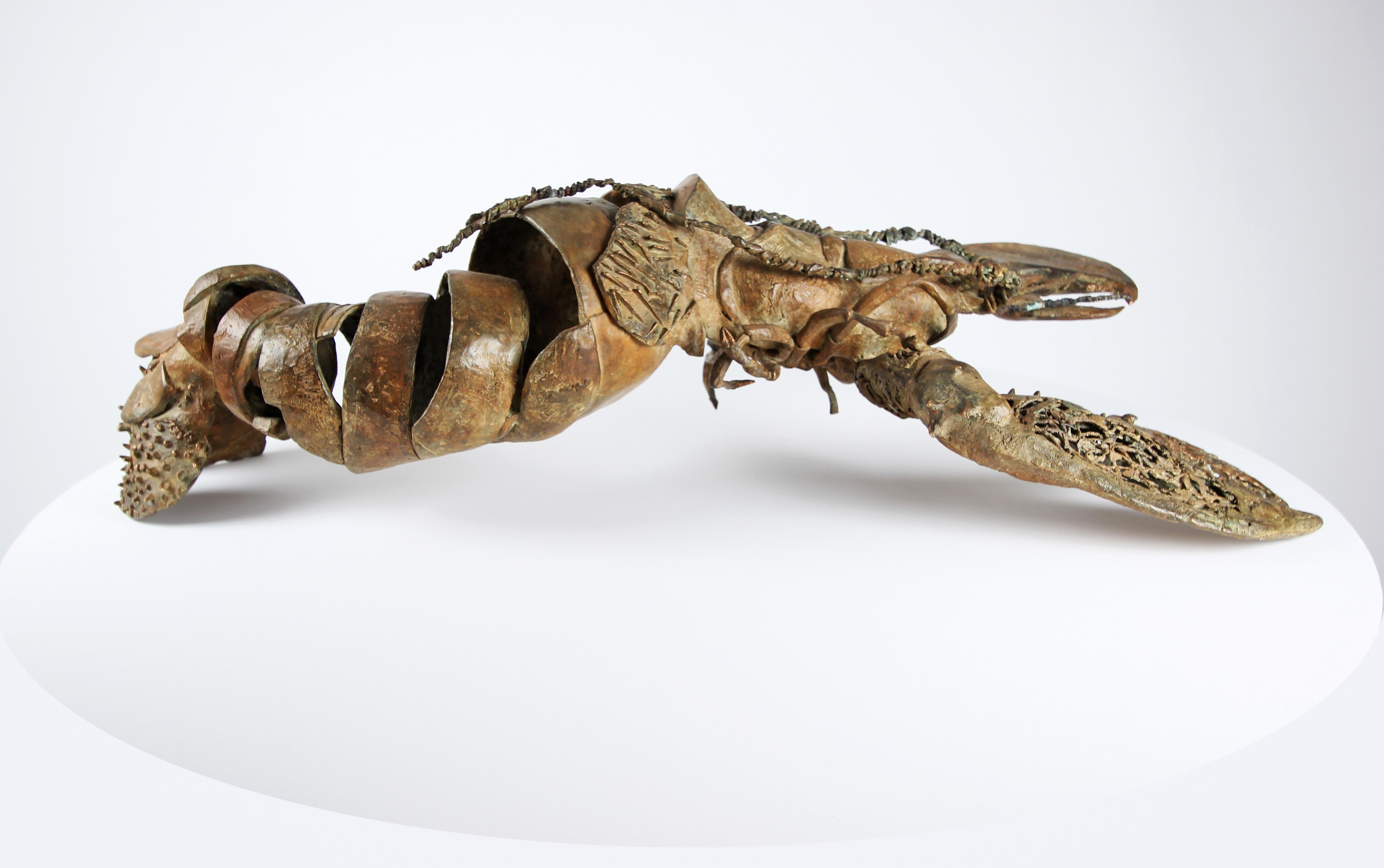 La bella aragosta di Chésade - Scultura animale in bronzo, Sealife, oro in vendita 7