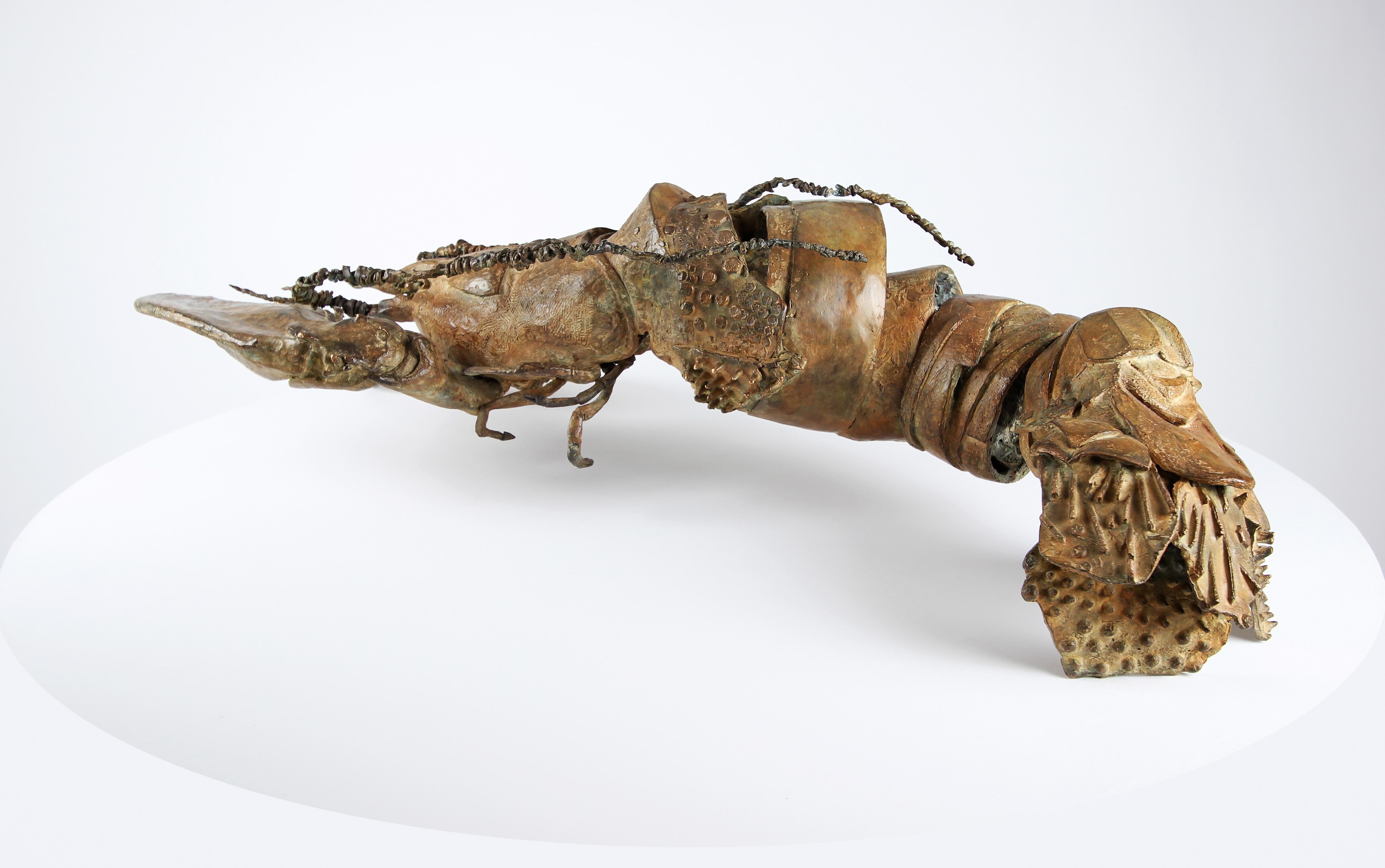 La bella aragosta di Chésade - Scultura animale in bronzo, Sealife, oro in vendita 8