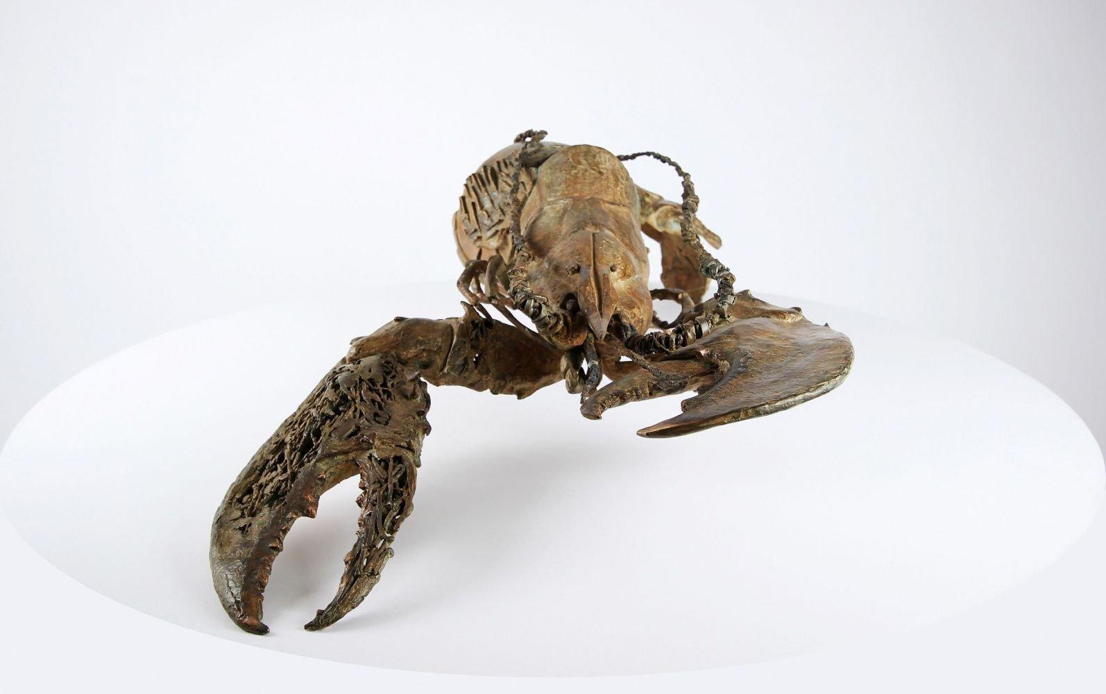 La bella langosta by Chésade - Escultura de bronce de vida marina, animal, realista en venta 1