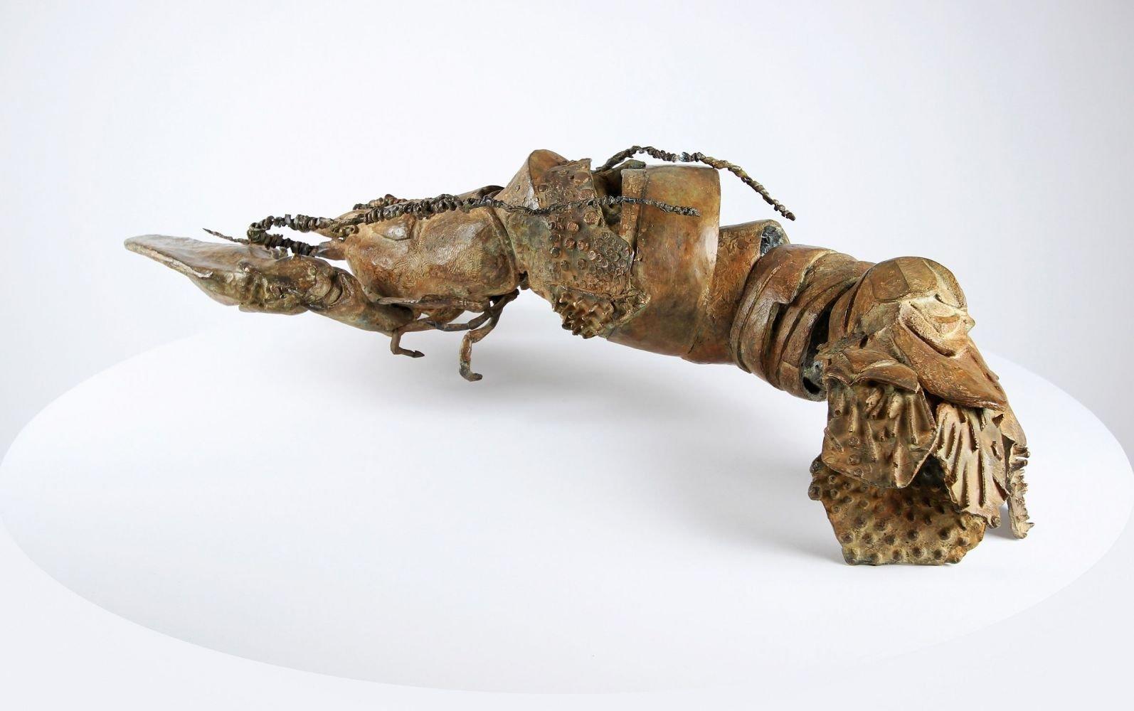 La bella langosta by Chésade - Escultura de bronce de vida marina, animal, realista en venta 2