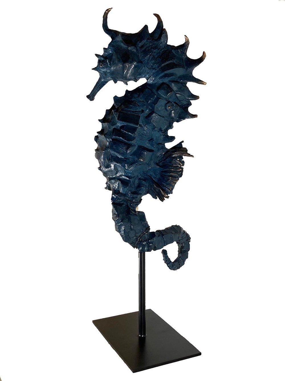 Hippocampe Ultramarine Rex de Chésade - sculpture en bronze en vente 1