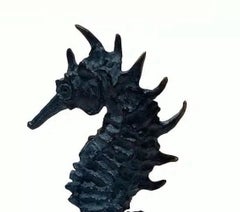 Ultramarine Seahorse I by Chésade - Bronze sculpture, animal, seahorse, ocean