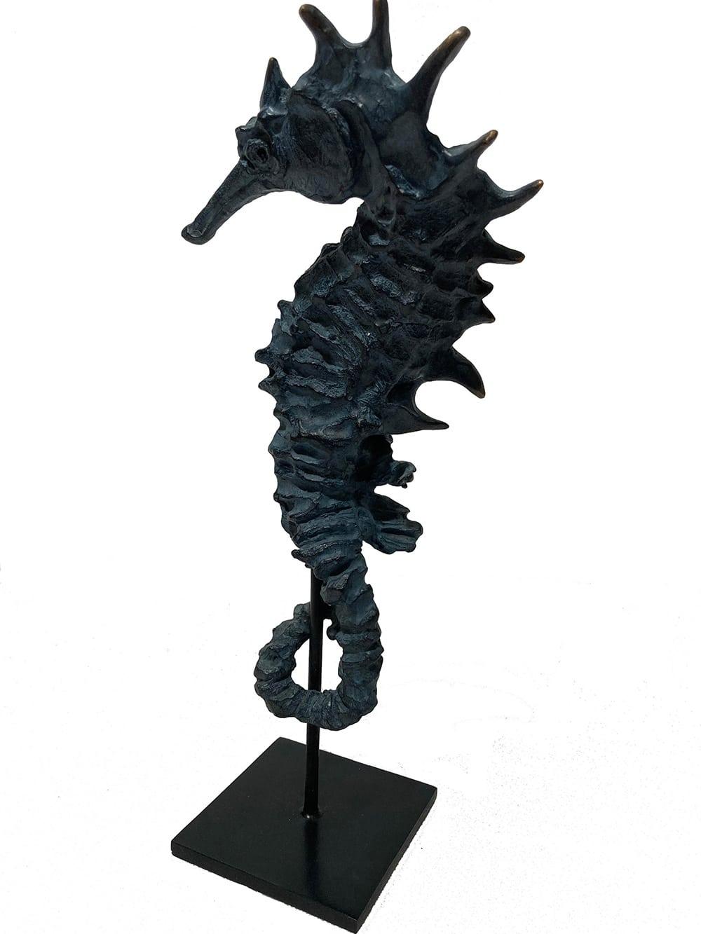 Ultramarine Seahorse II by Chésade - Bronze sculpture, animal art, sealife For Sale 1