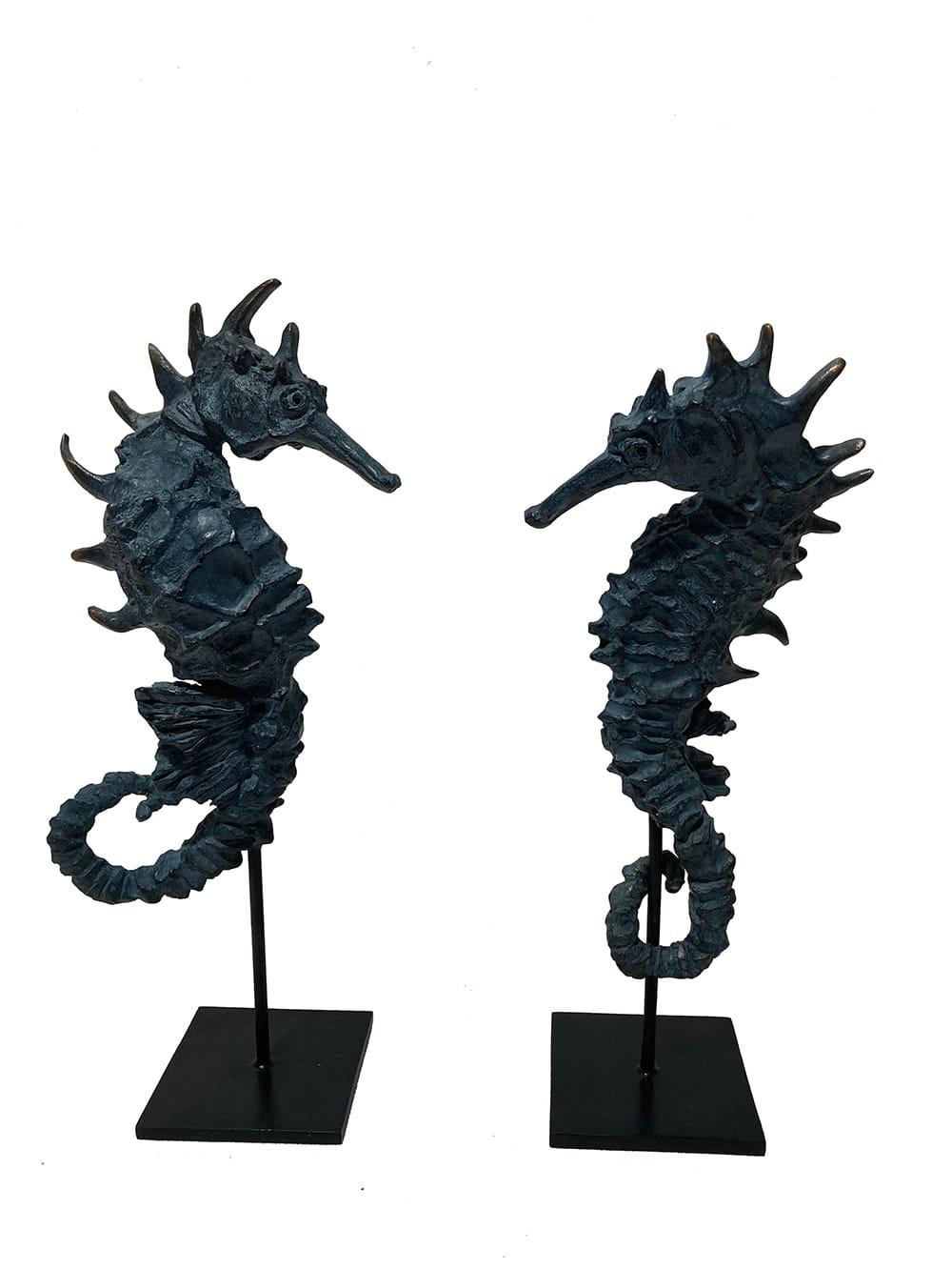 Ultramarine Seahorse II by Chésade - Bronze sculpture, animal art, sealife For Sale 2