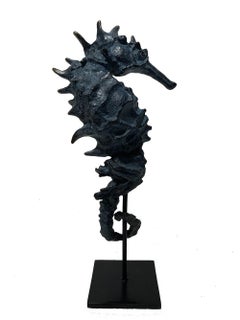 Ultramarine Seahorse II by Chésade - Bronze sculpture, animal art, sealife