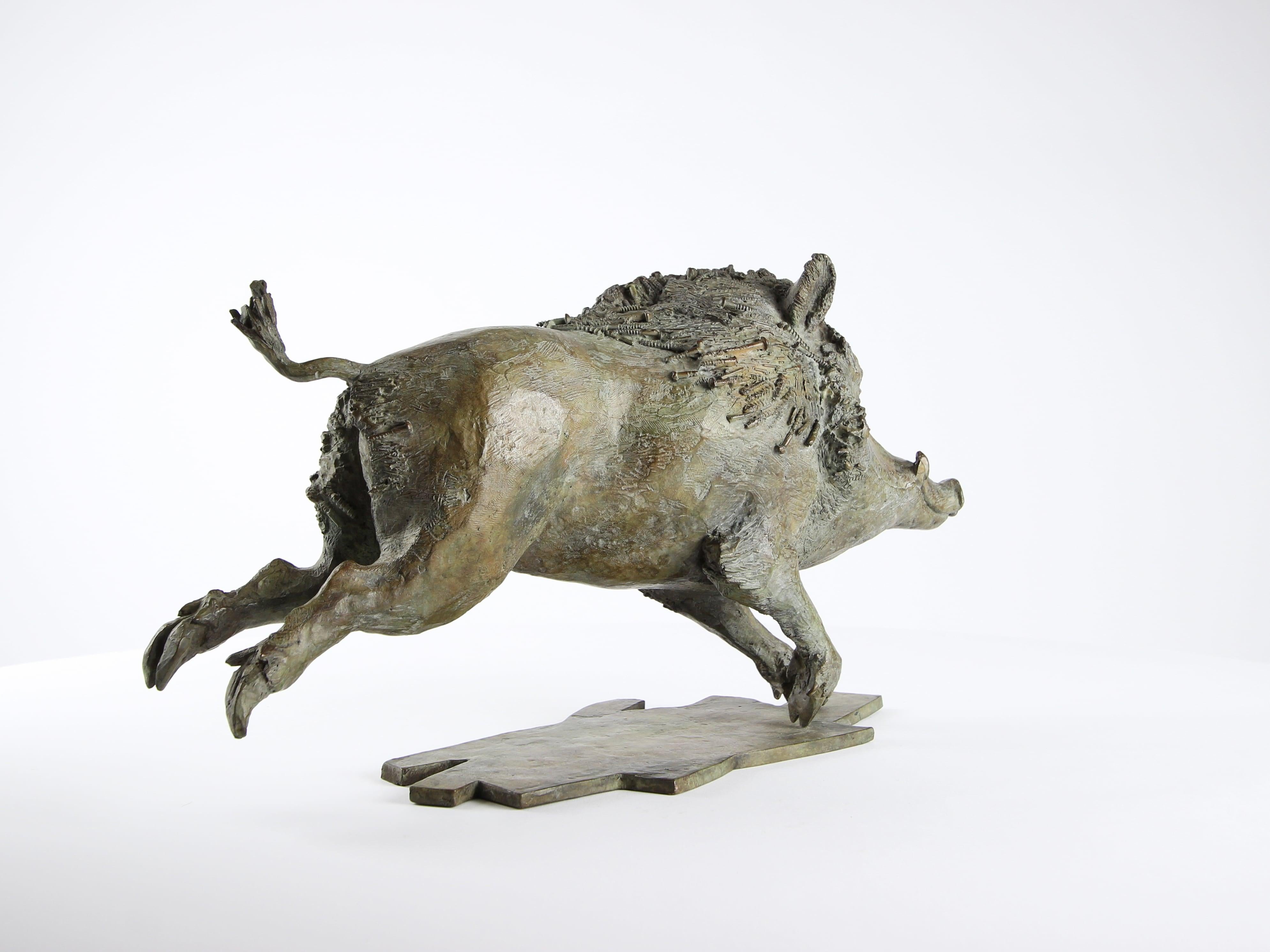Jabalí de Chésade - Escultura de bronce, arte animal, expresionismo, realismo en venta 4