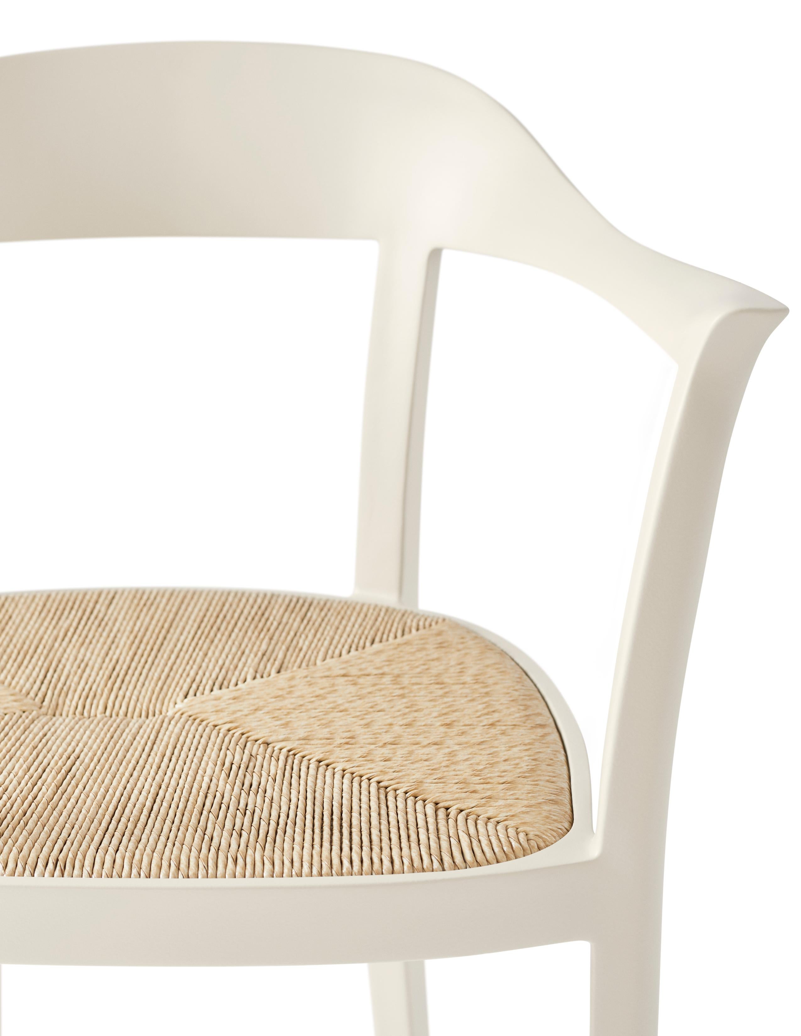 Chesapeake Dining Chair; Woven Rush Seat; Aluminum Outdoor Garden Furniture 3