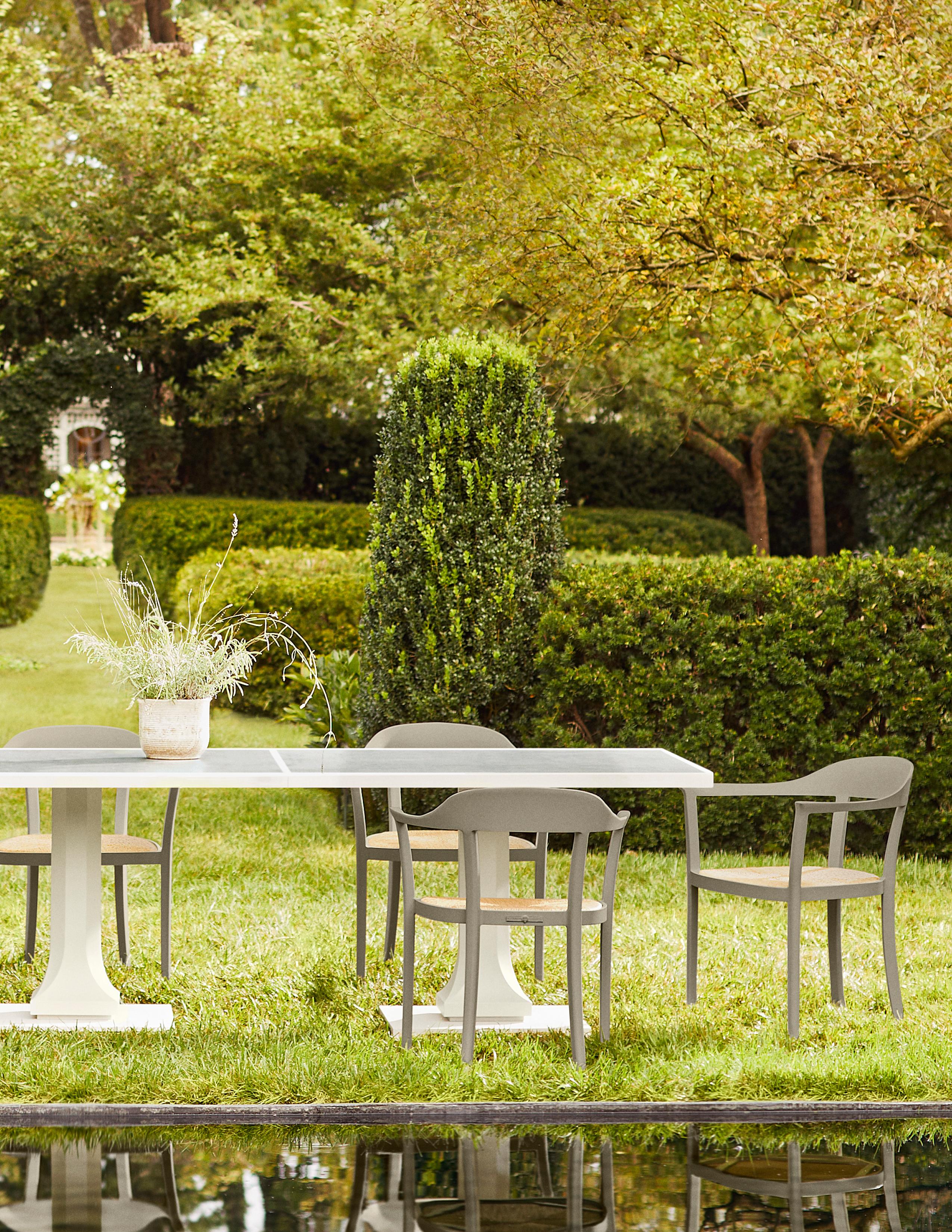 Chesapeake Dining Chair; Woven Rush Seat; Aluminum Outdoor Garden Furniture 10