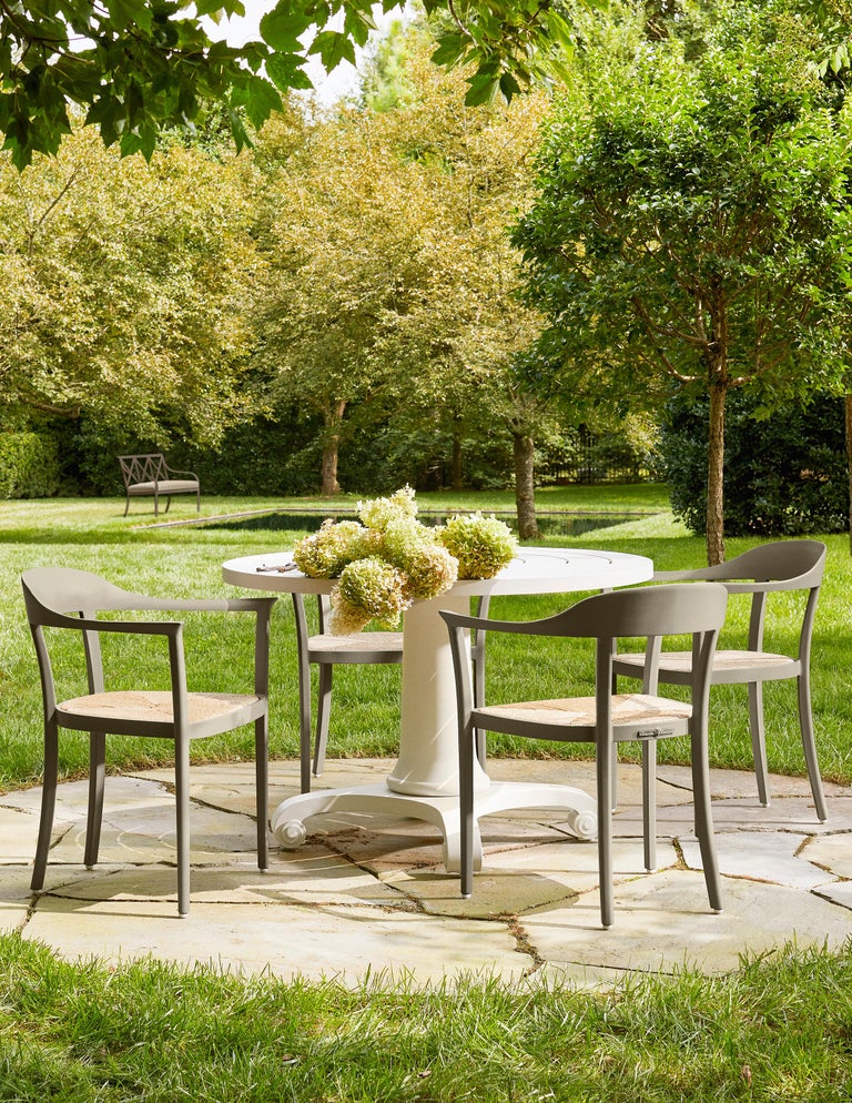 Modern Chesapeake Dining Chair; Woven Rush Seat; Aluminum Outdoor Garden Furniture For Sale