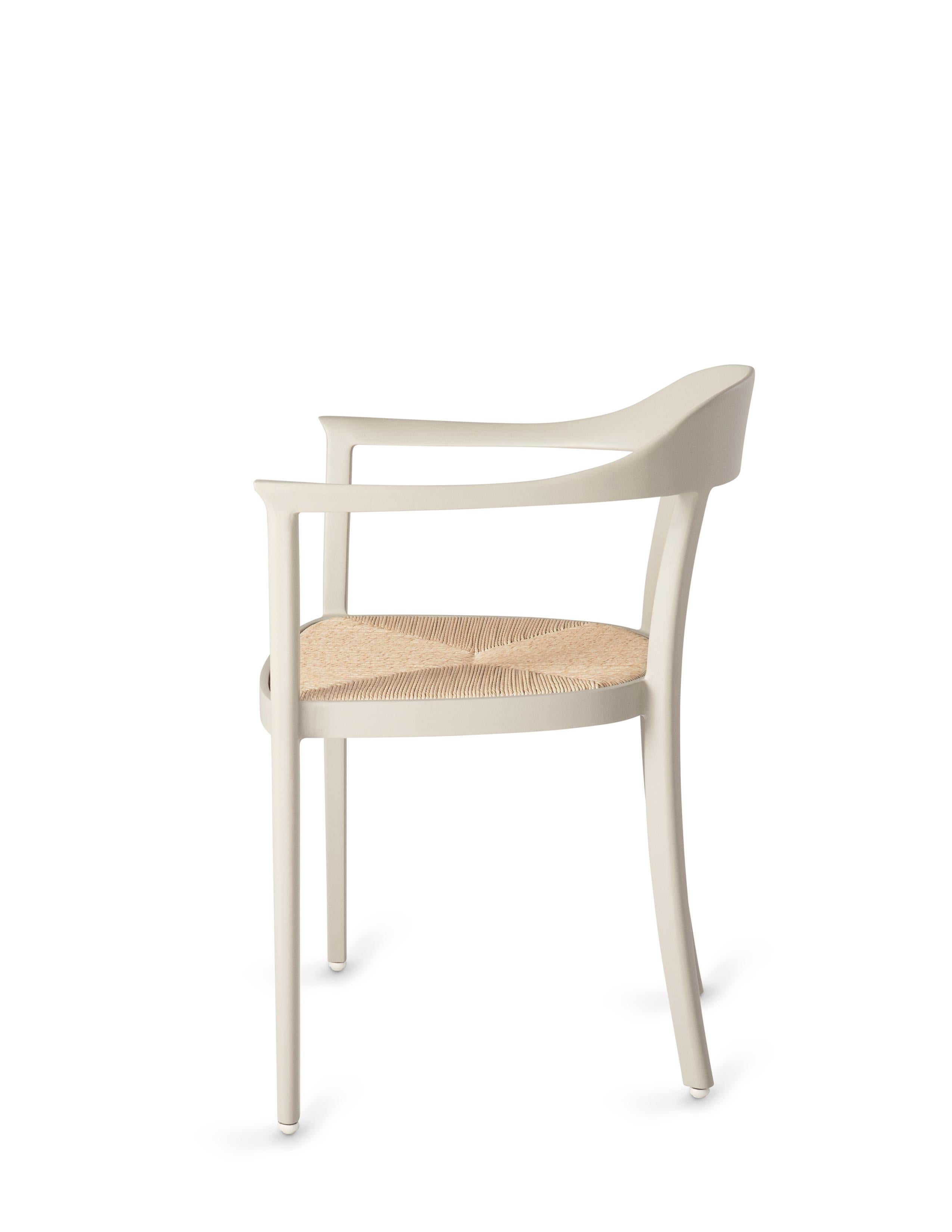 American Chesapeake Dining Chair; Woven Rush Seat; Aluminum Outdoor Garden Furniture