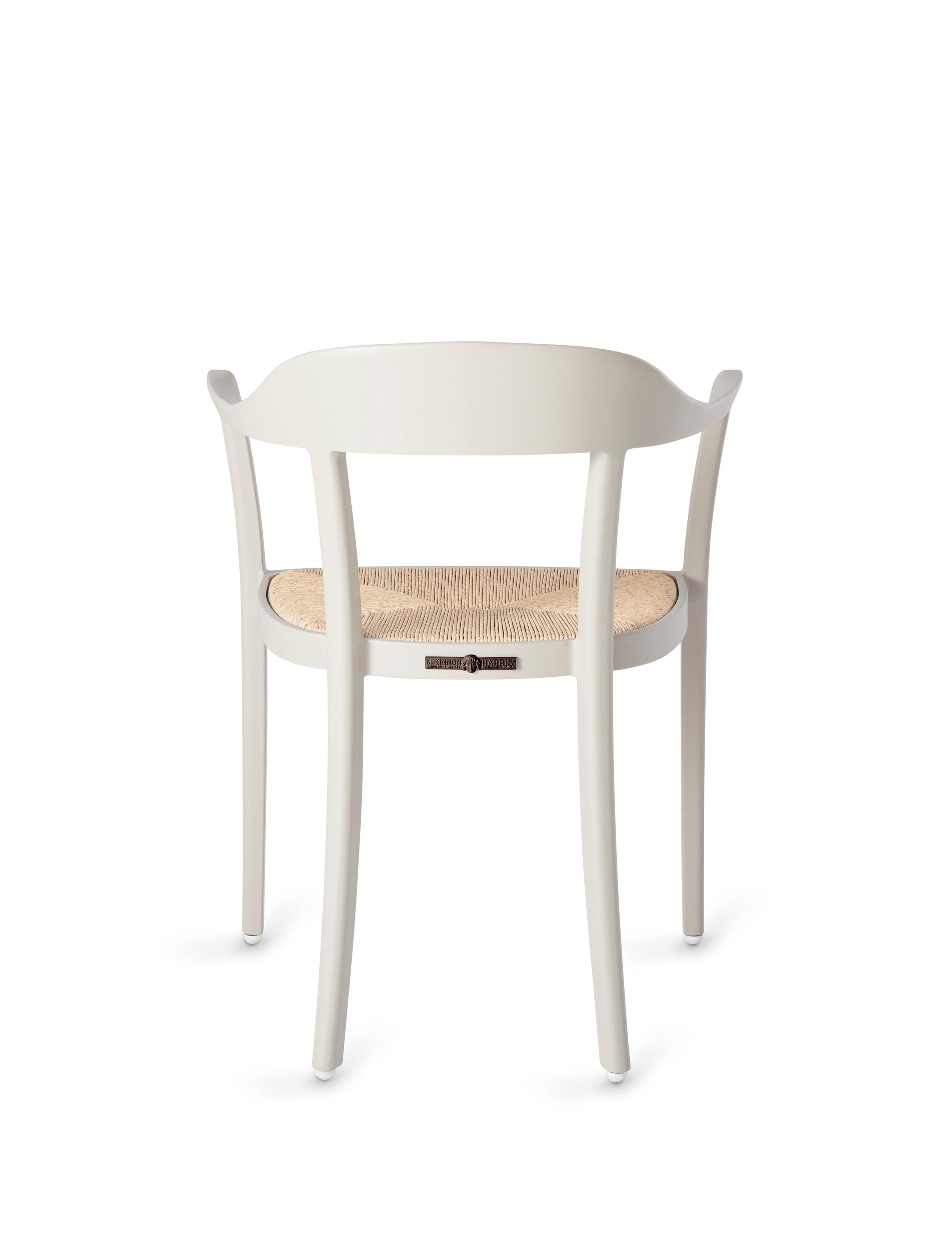 Powder-Coated Chesapeake Dining Chair; Woven Rush Seat; Aluminum Outdoor Garden Furniture