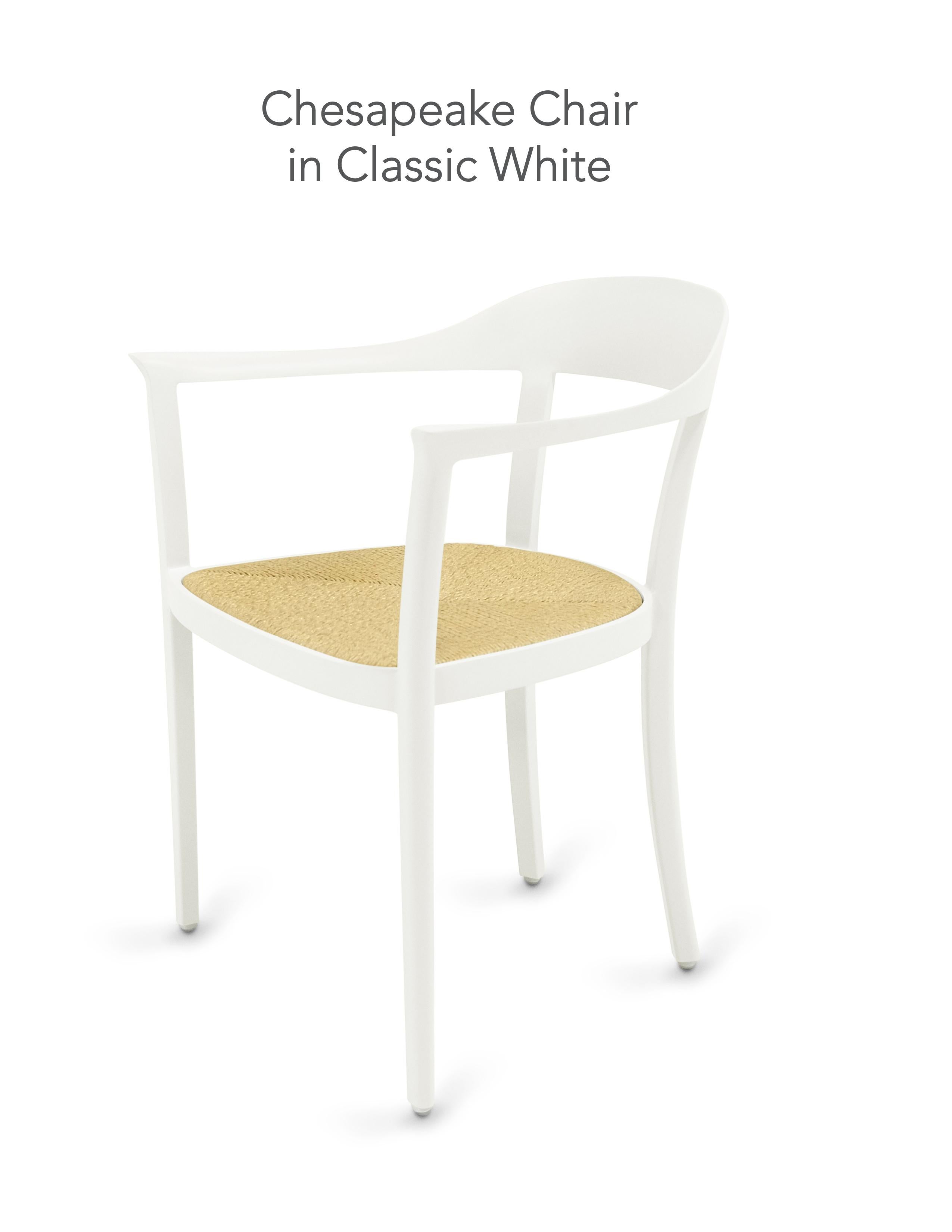 Modern Chesapeake Dining Chair, Classic White, Woven Rush, Outdoor Garden Furniture