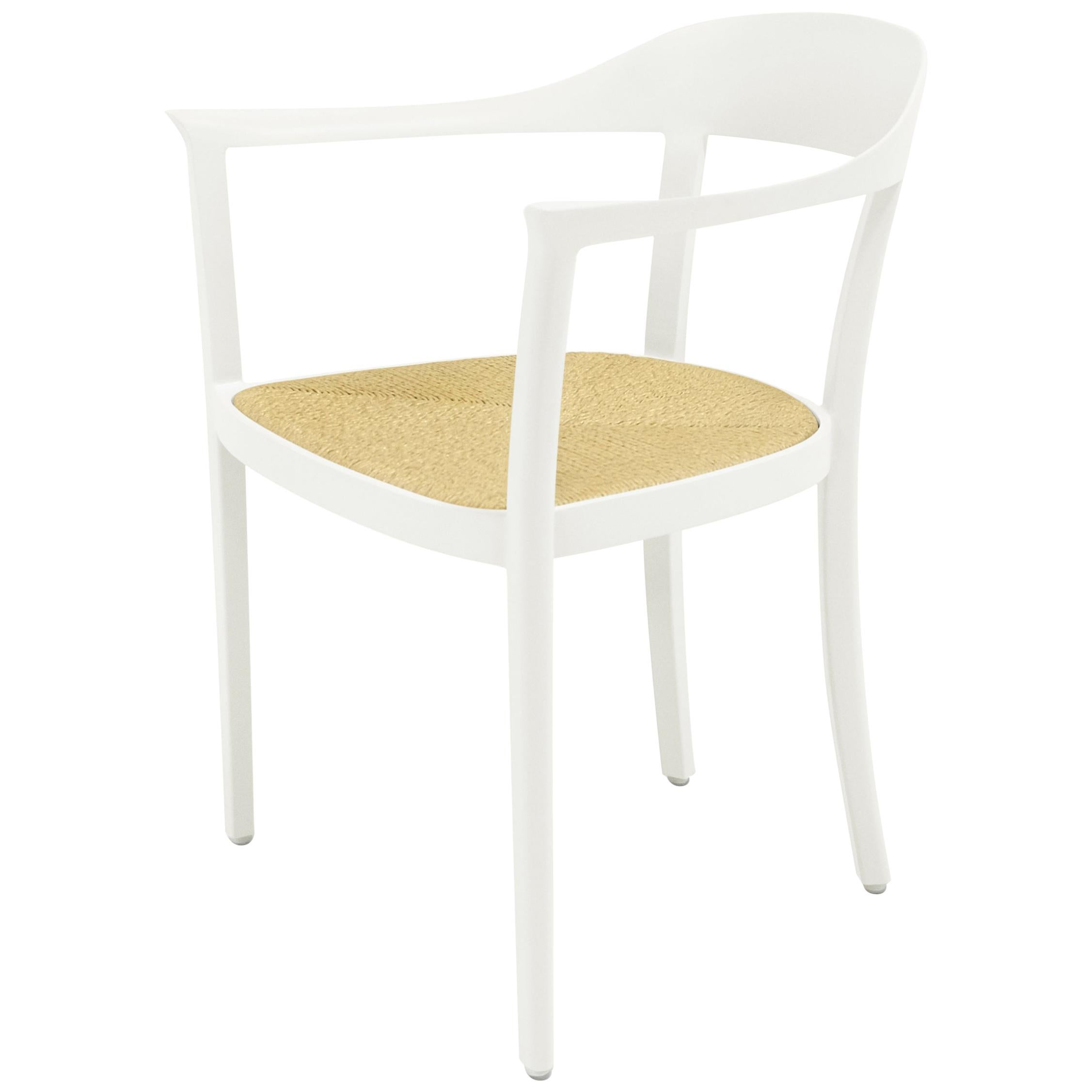 Chesapeake Dining Chair, Classic White, Woven Rush, Outdoor Garden Furniture