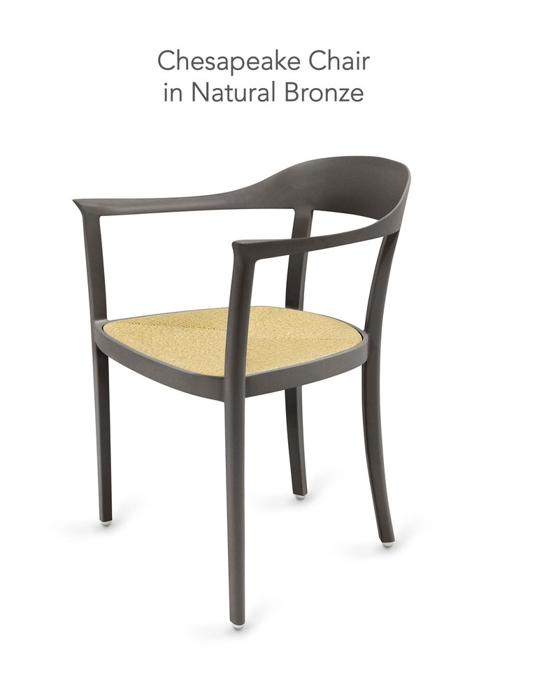 Modern Chesapeake Dining Chair, Natural Bronze, Brown Patina, Outdoor Garden Furniture For Sale