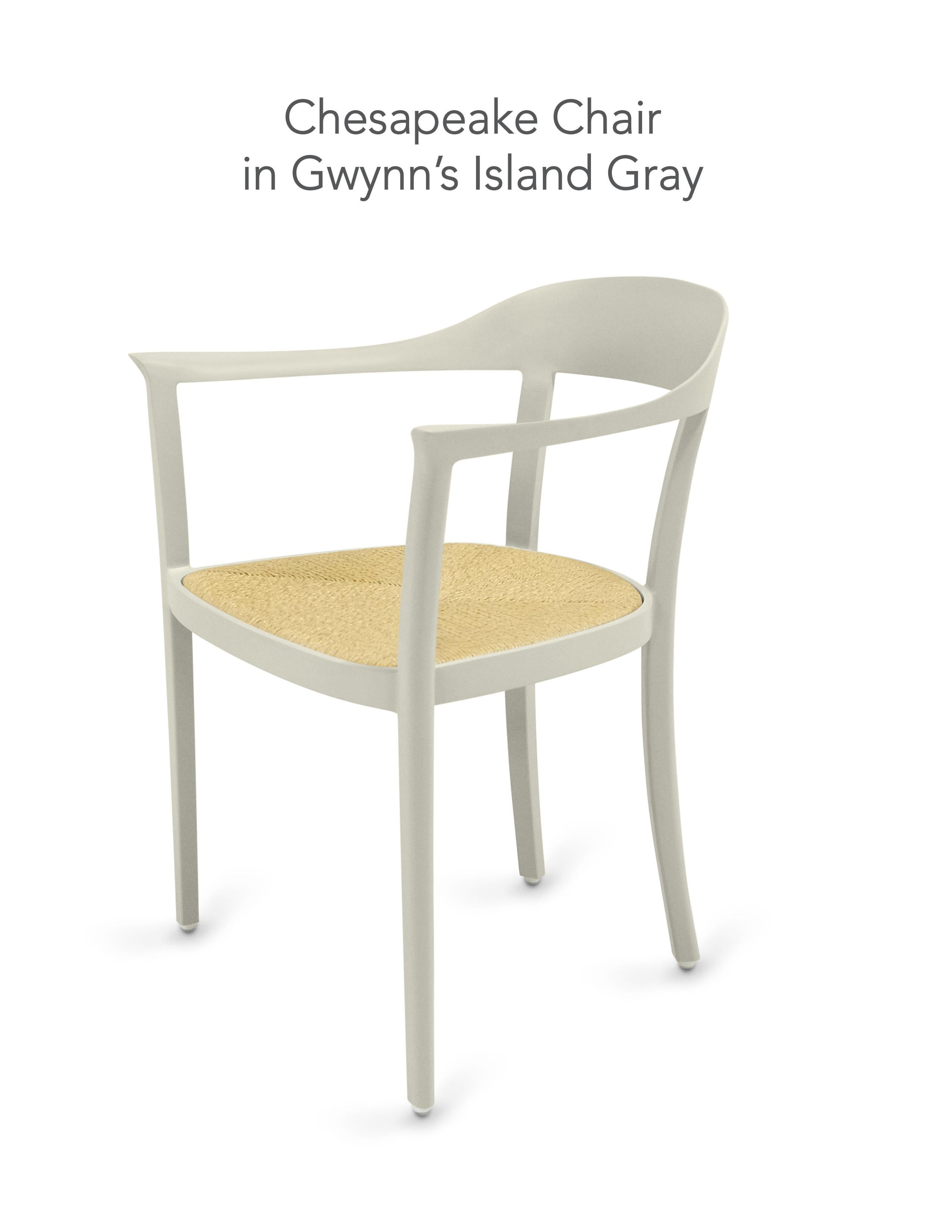 North American Chesapeake Dining Chair, Pale Grey, Neutral, Woven Rush Seat, Outdoor Garden