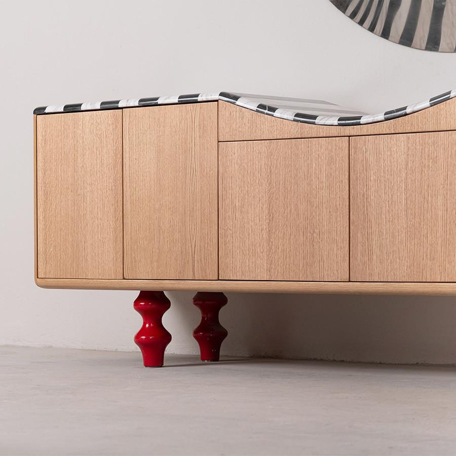 Modern Cheshire Sideboard, Marble Lines andwood For Sale