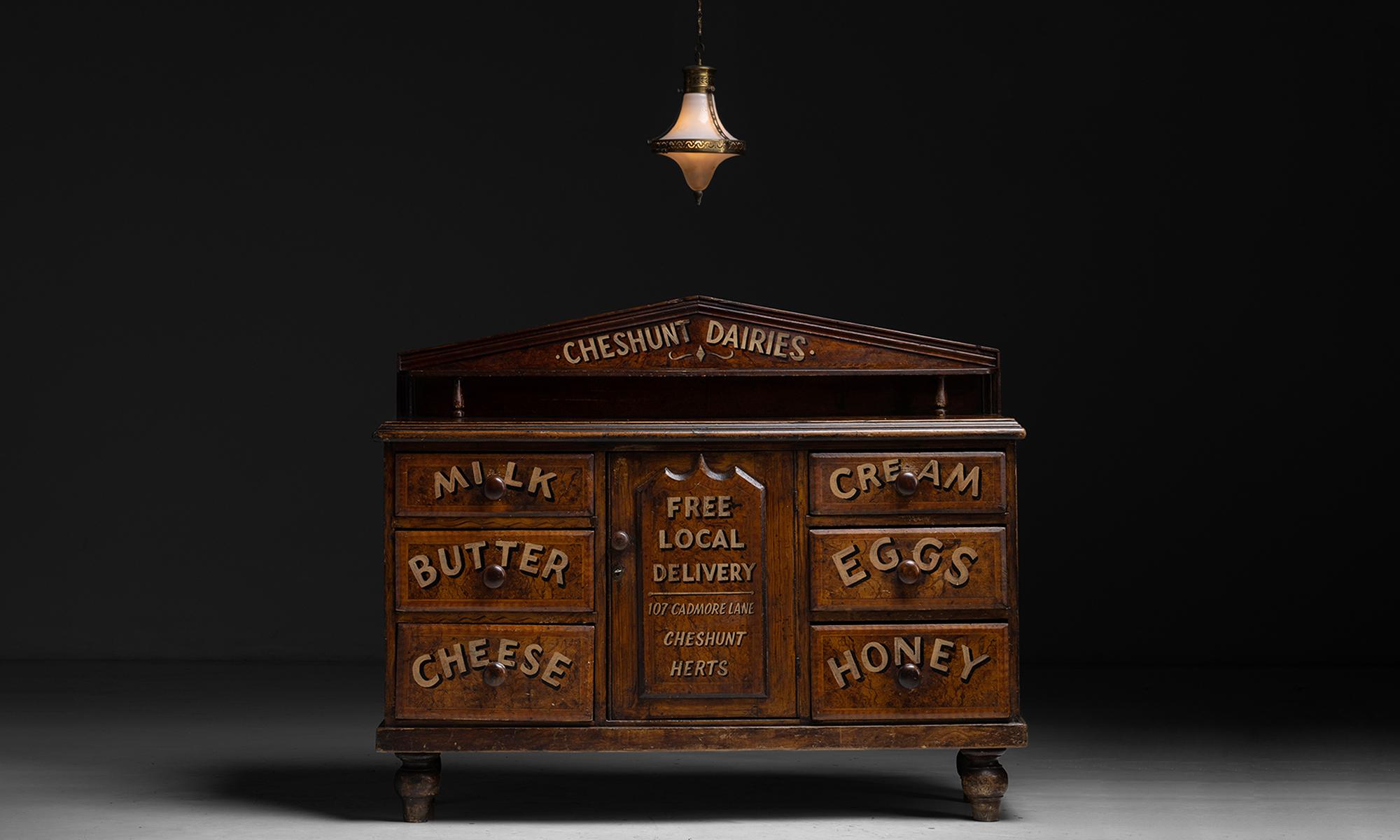 English “Cheshunt Dairies” Display Cupboard, England, circa 1910