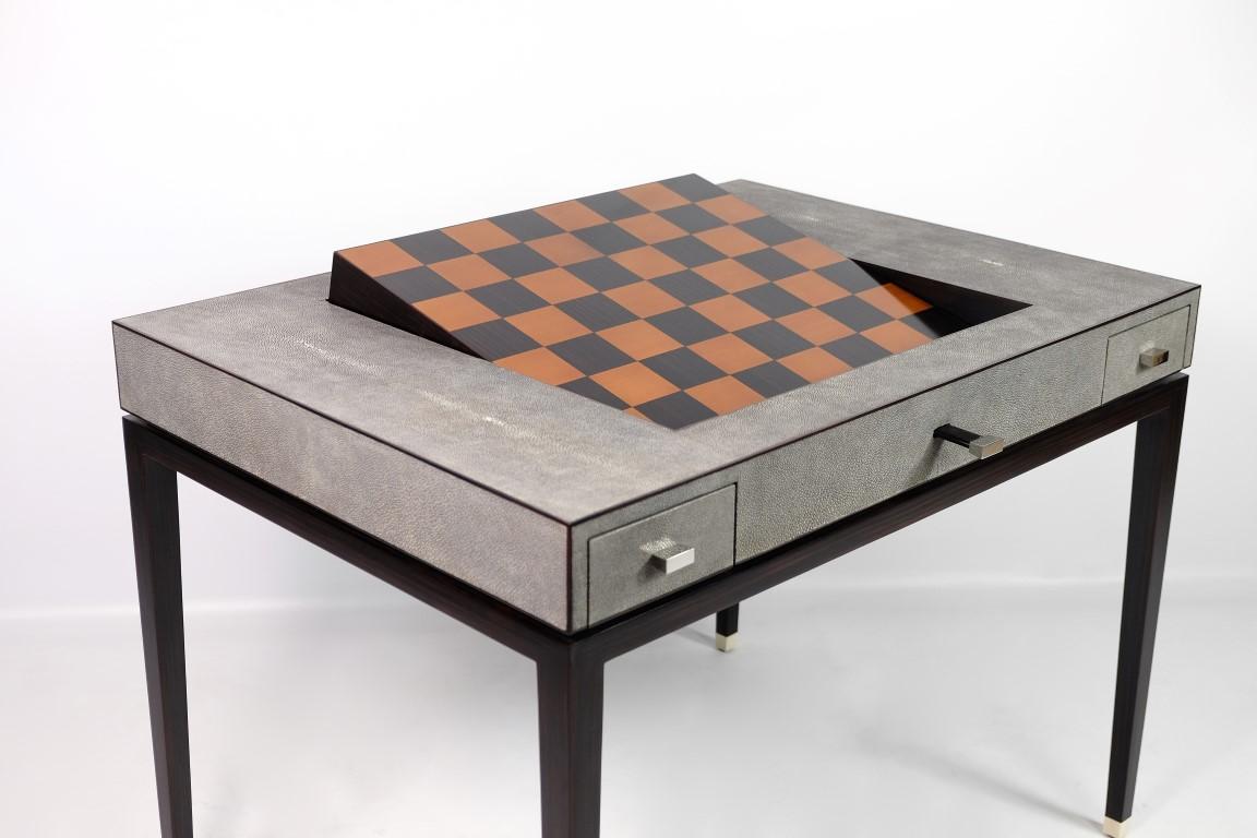 French Chess and Backgammon Game Table by Ginger Brown For Sale