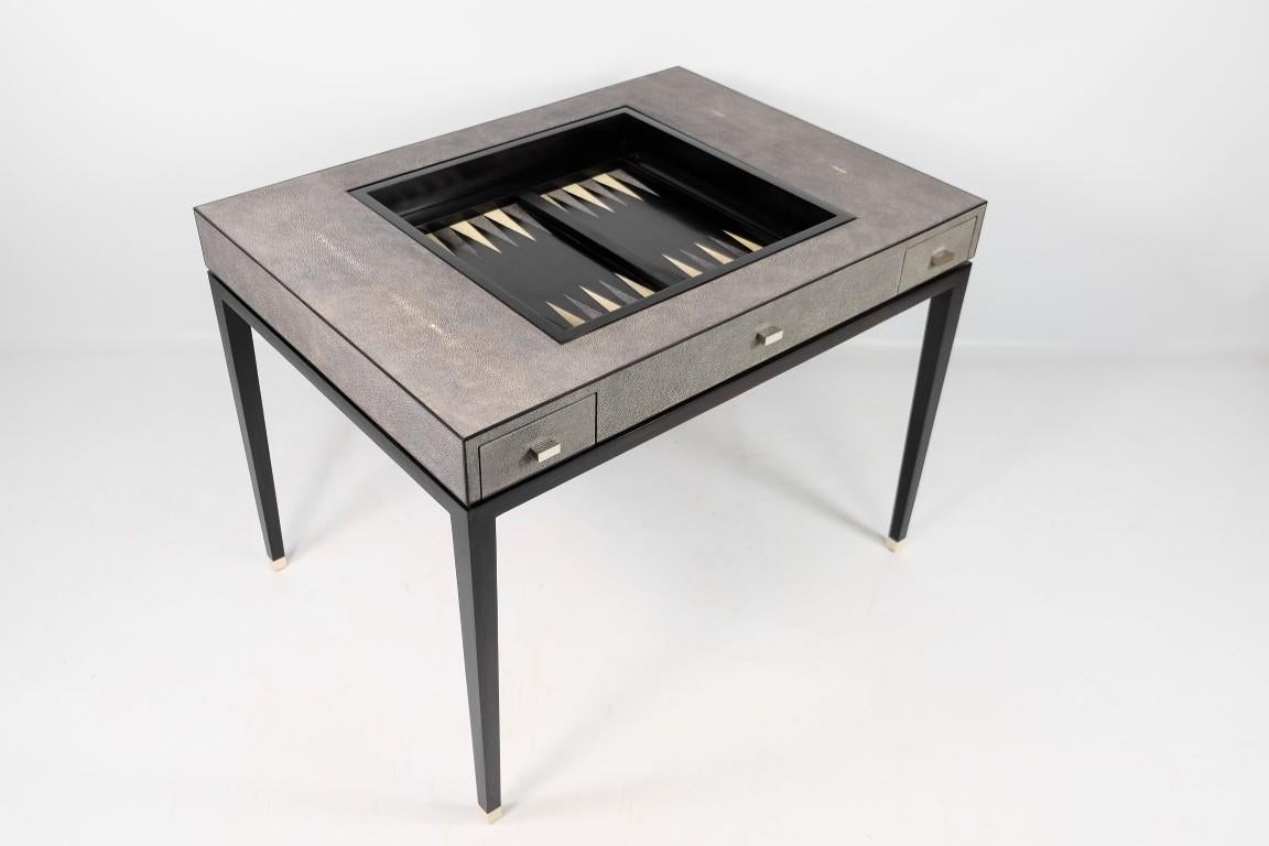 Wood Chess and Backgammon Game Table by Ginger Brown For Sale
