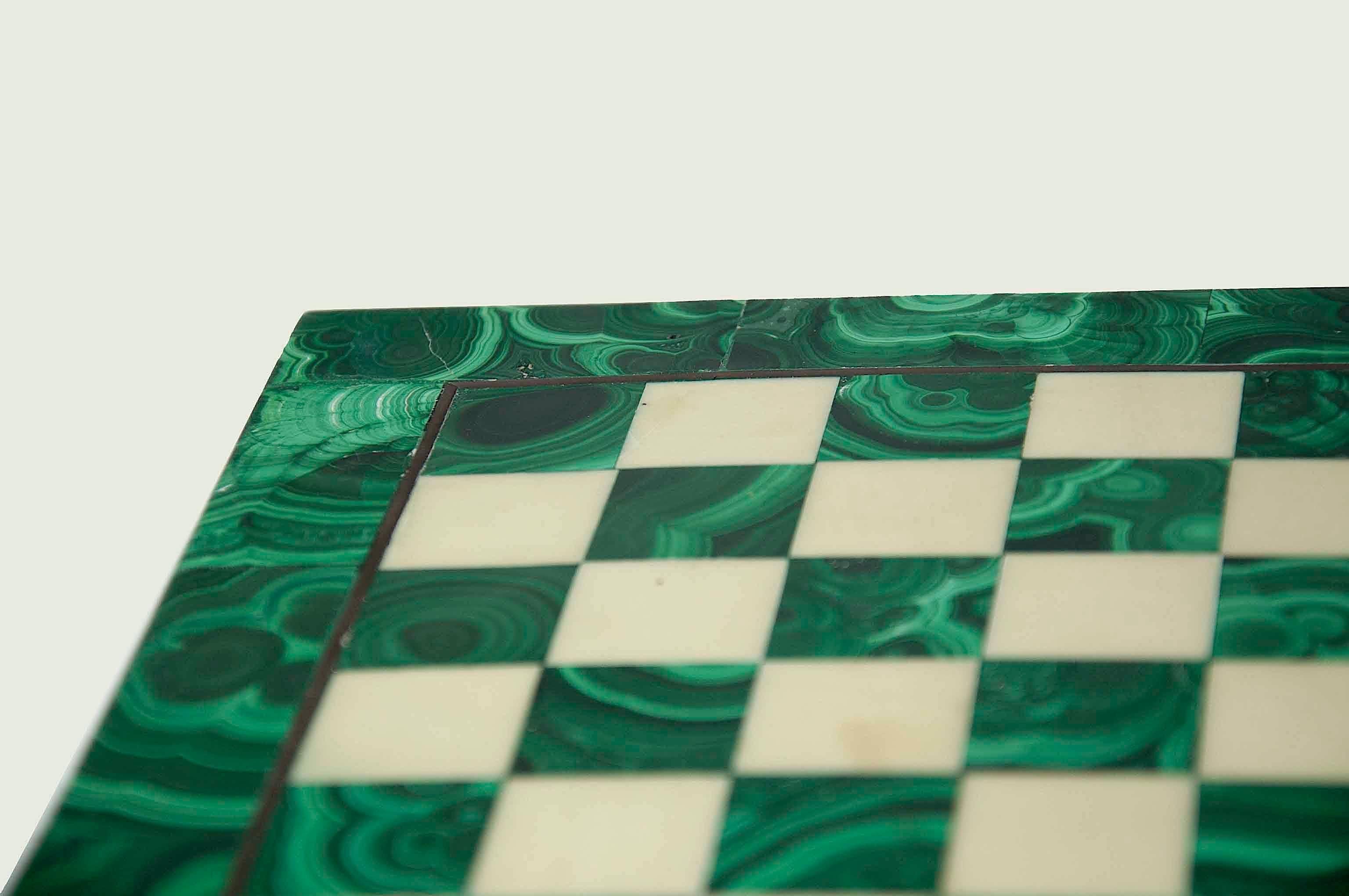 French Chess Board in Malachite and Marble
