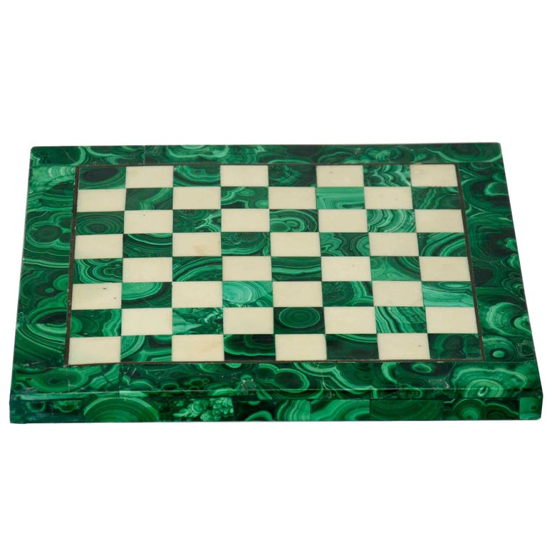 Vintage Green Malachite asnd Marble Chess Set at 1stdibs