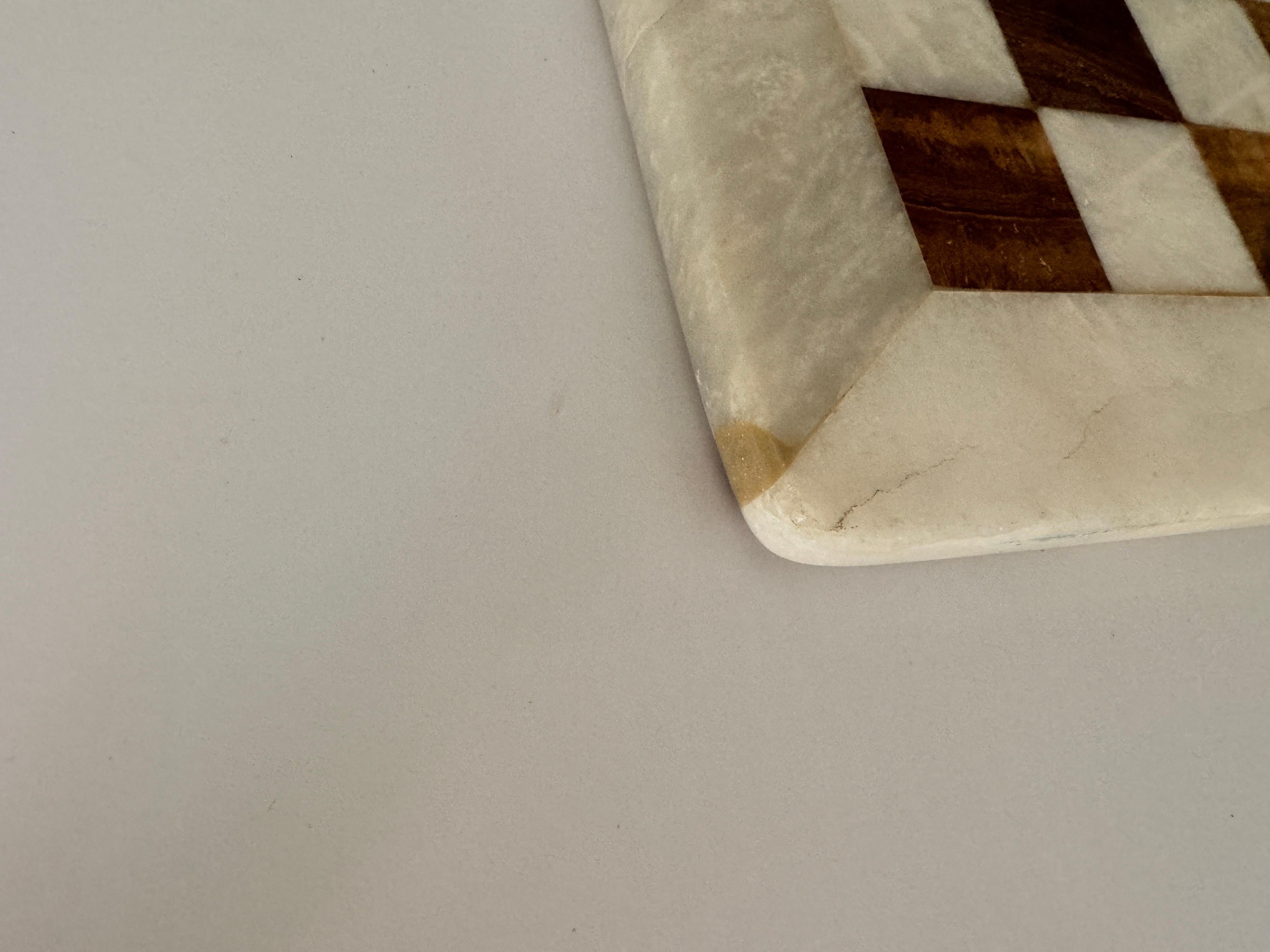 Chess Board in Onyx and Marble, White and Brown Color For Sale 2