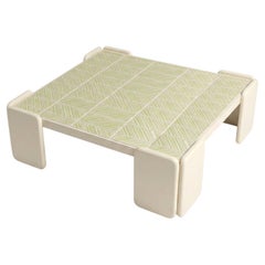 Chess center table with Lime Stripes handmade tiles and Lacquered Ivory