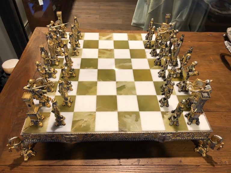 Chess Set Bronze Gold and Silver by Piero Beuzoni/Berfons at 1stDibs