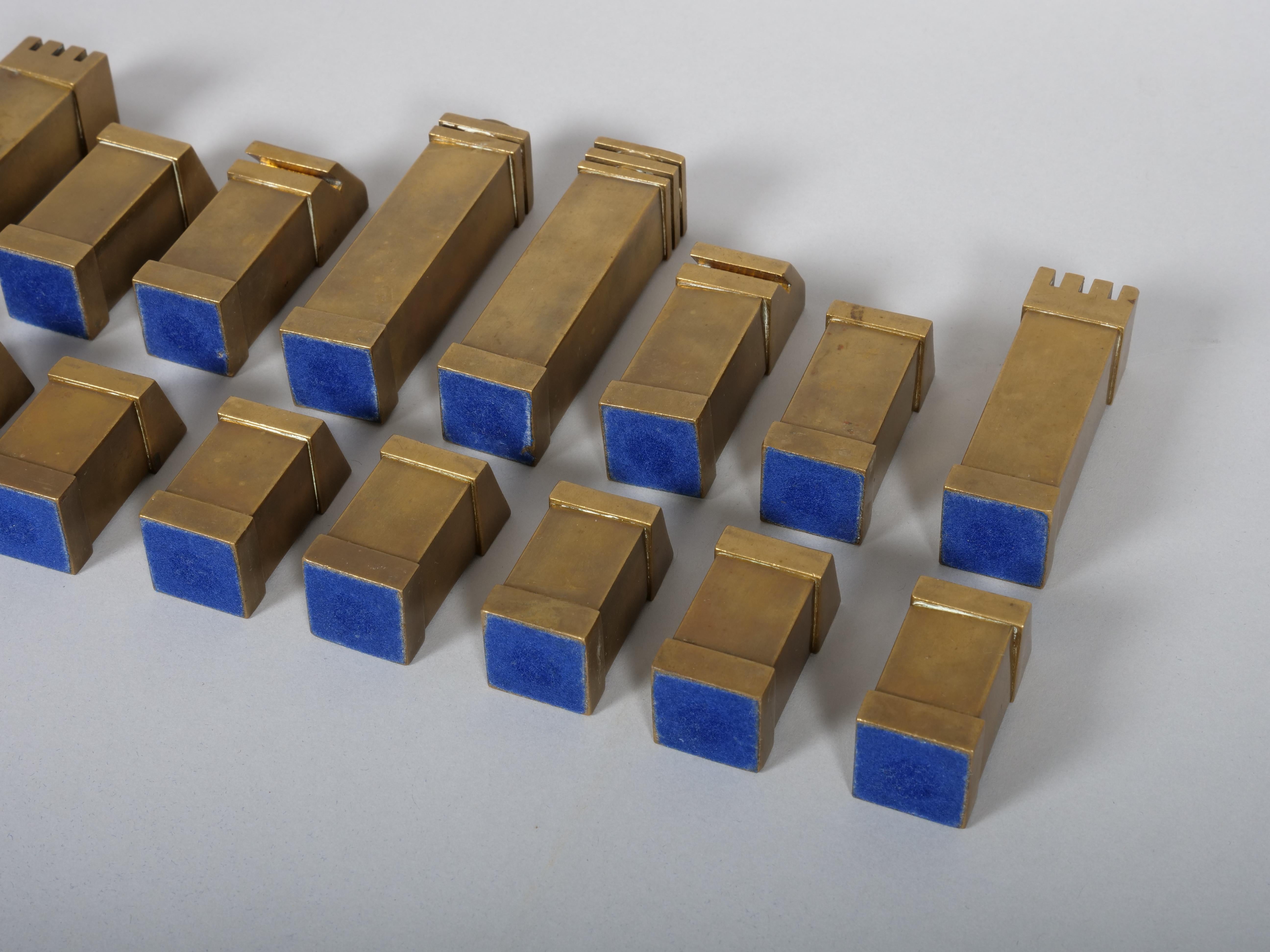 Ottone Set di scacchi di Romeo Rega c1970 in vendita