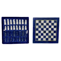 Schachspiel Set Edelstein Lapislazuli und Marmor 8"