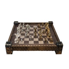 Chess Set in Solid Yellow Gold and Sterling Silver