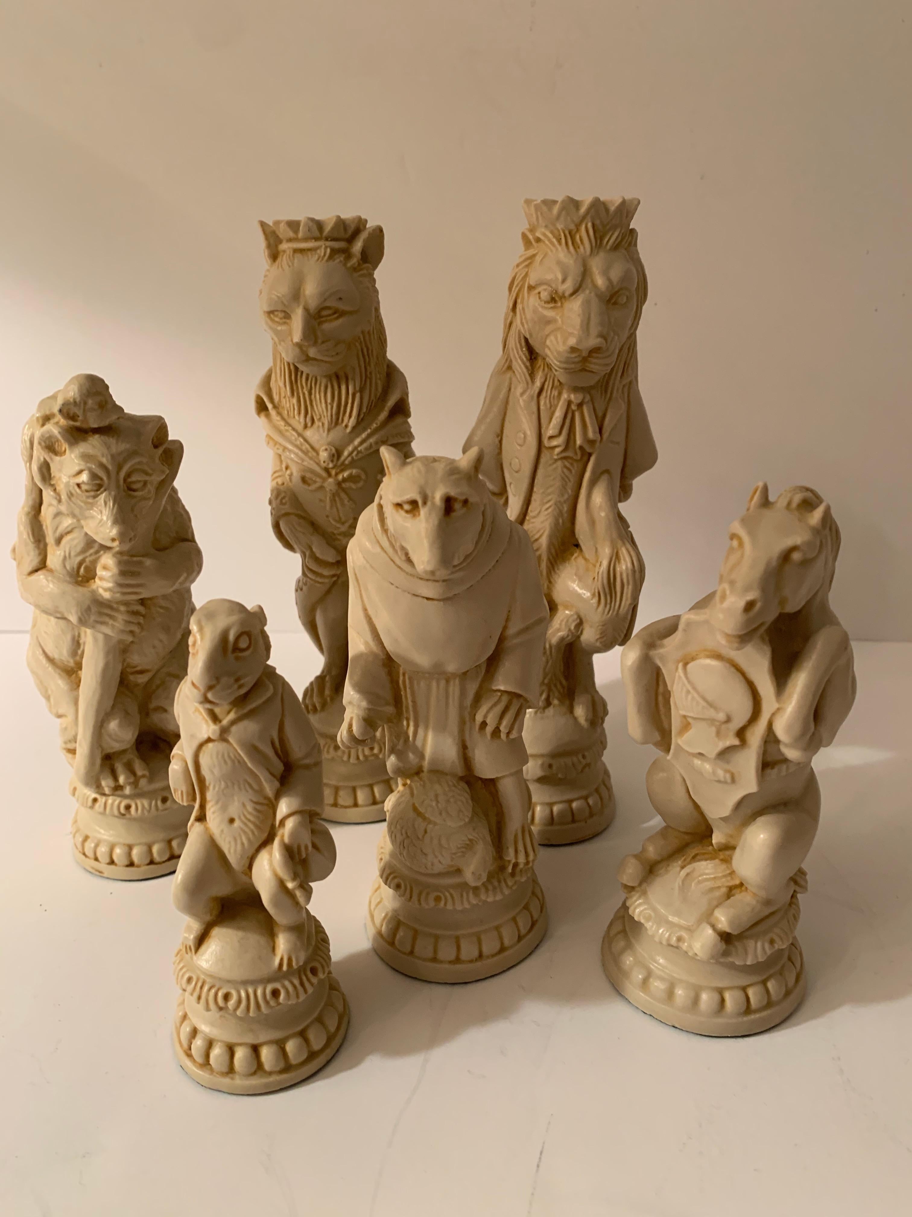 Molded Reynard Chess Set of Woodland Animals