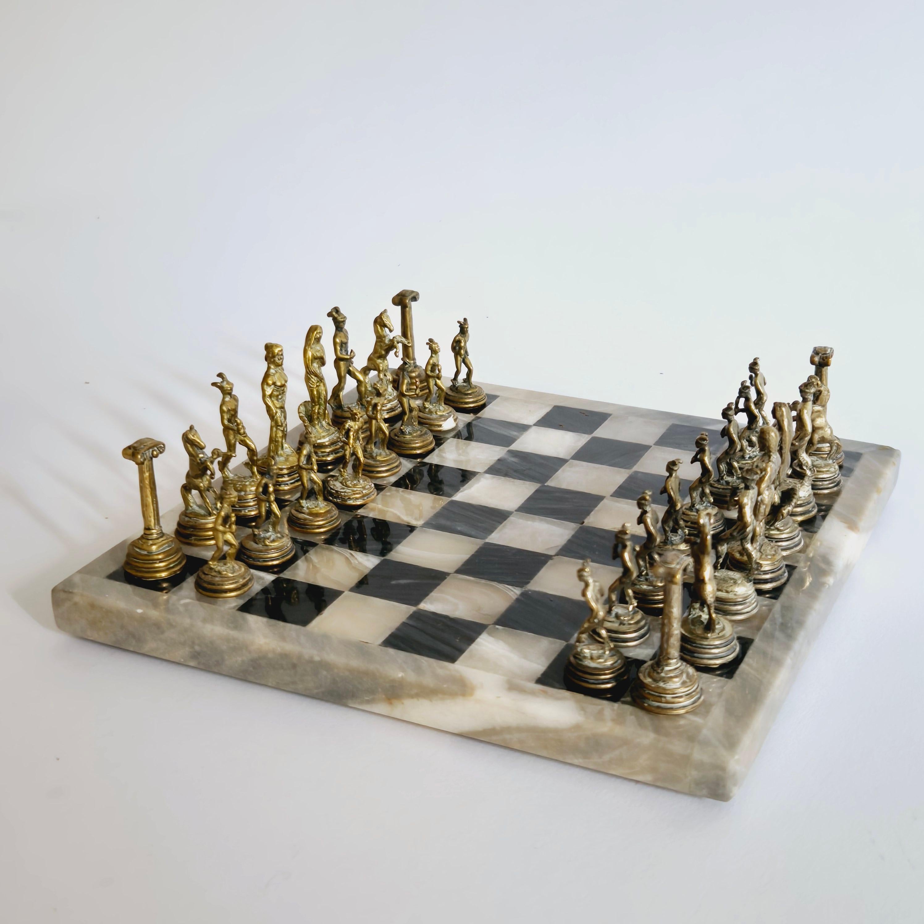 Chess set, onyx and pewter, French 1970s 1