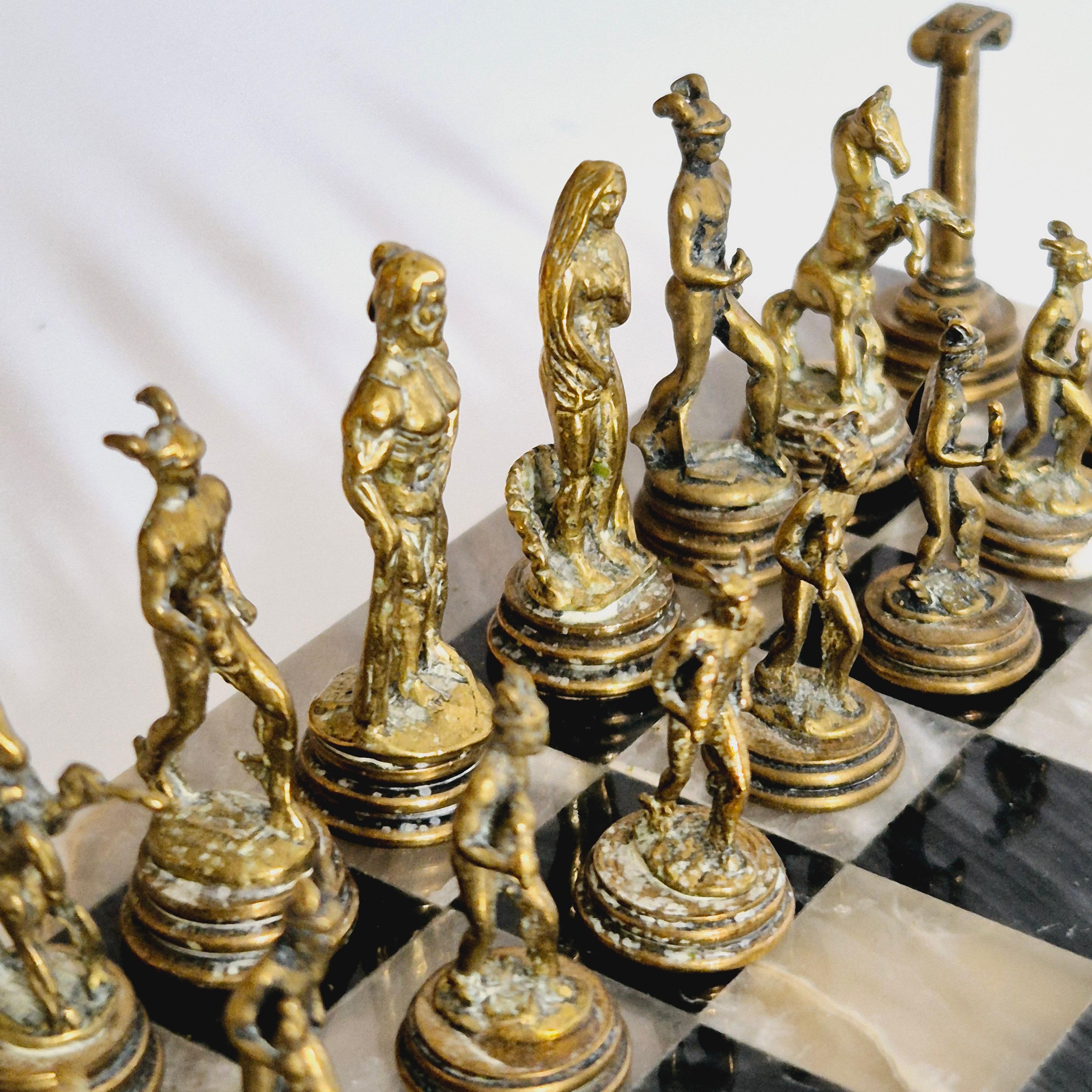 Chess set, onyx and pewter, French 1970s 2