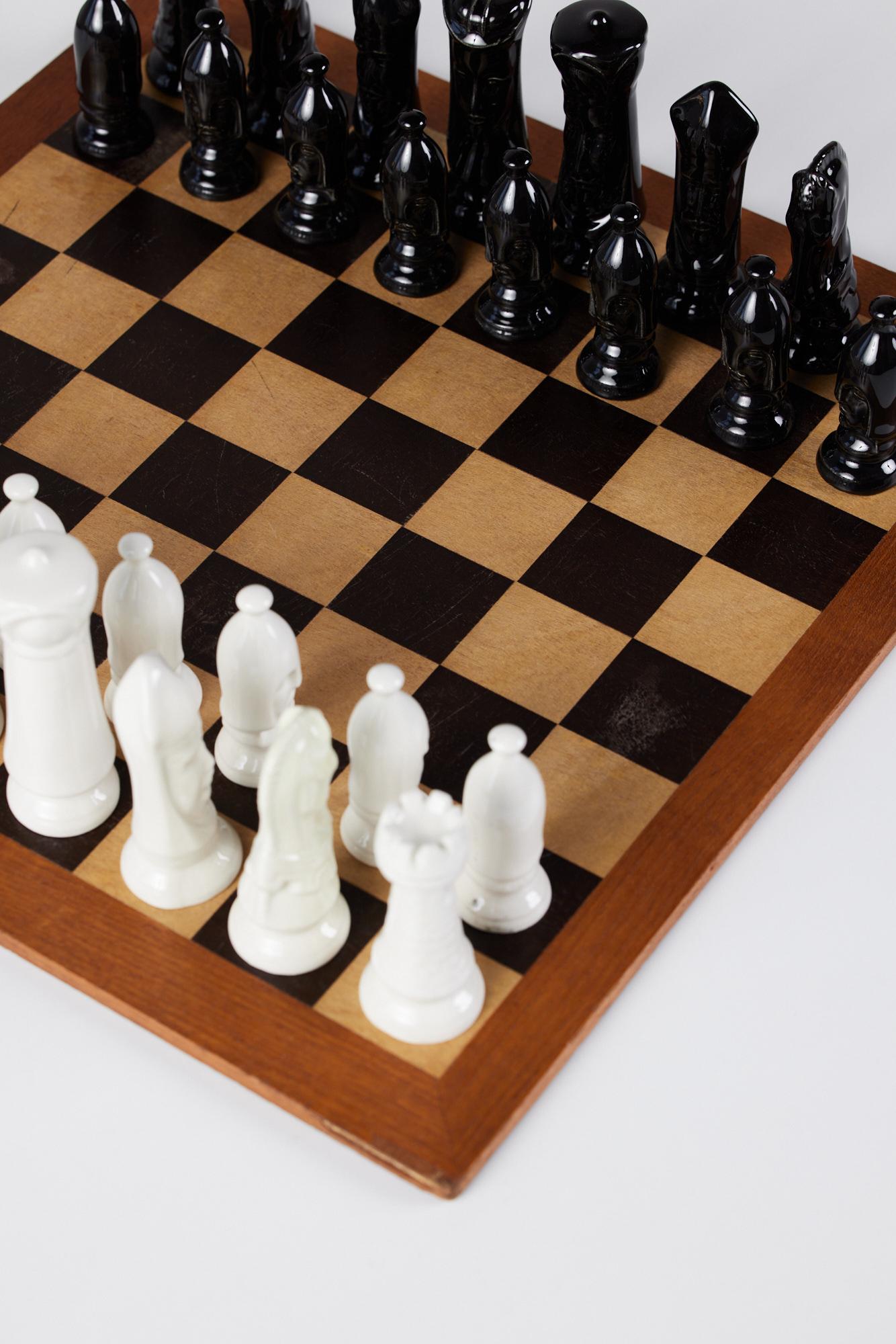 American Chess Set with Ceramic Game Pieces