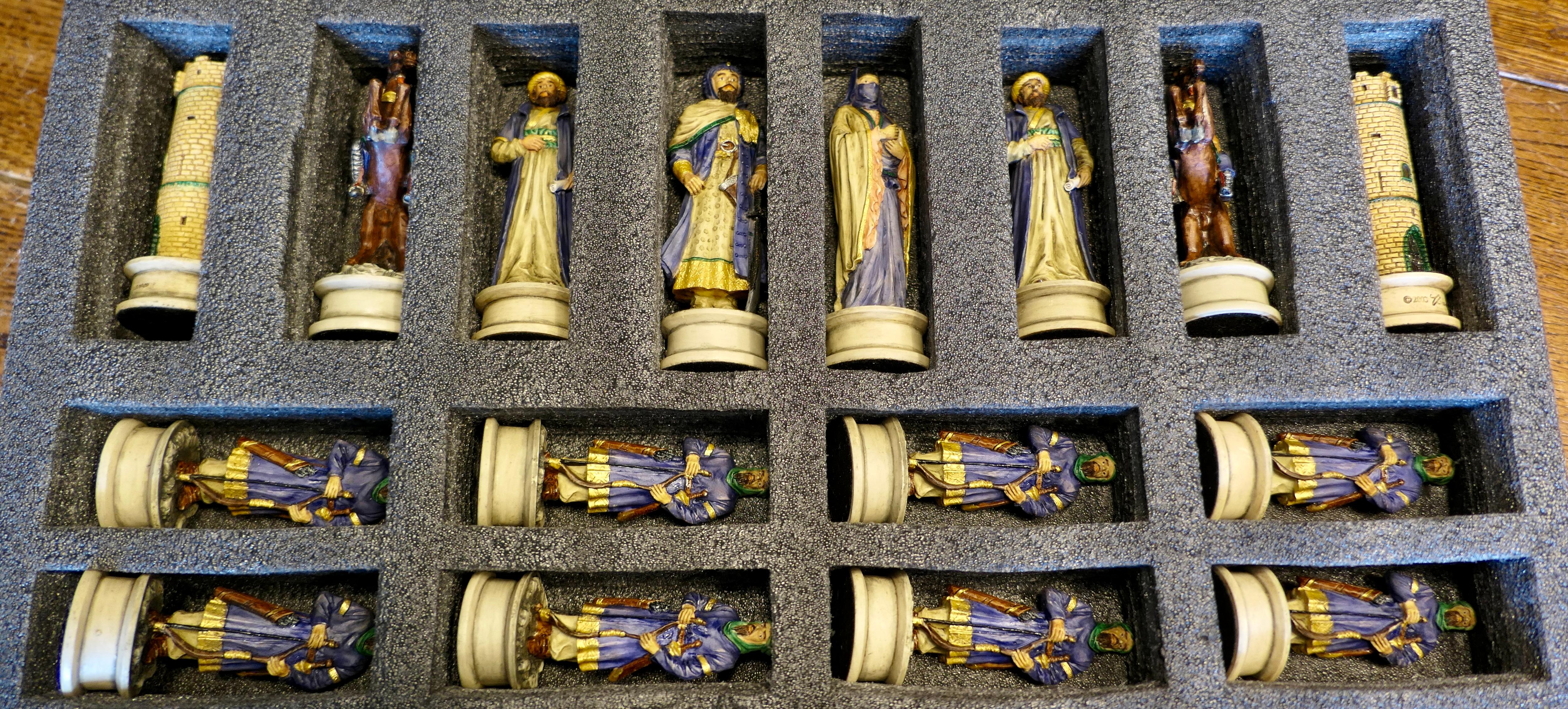 Chess Set with Crusader and Saracen Figures  An interesting slant on the game   For Sale 3