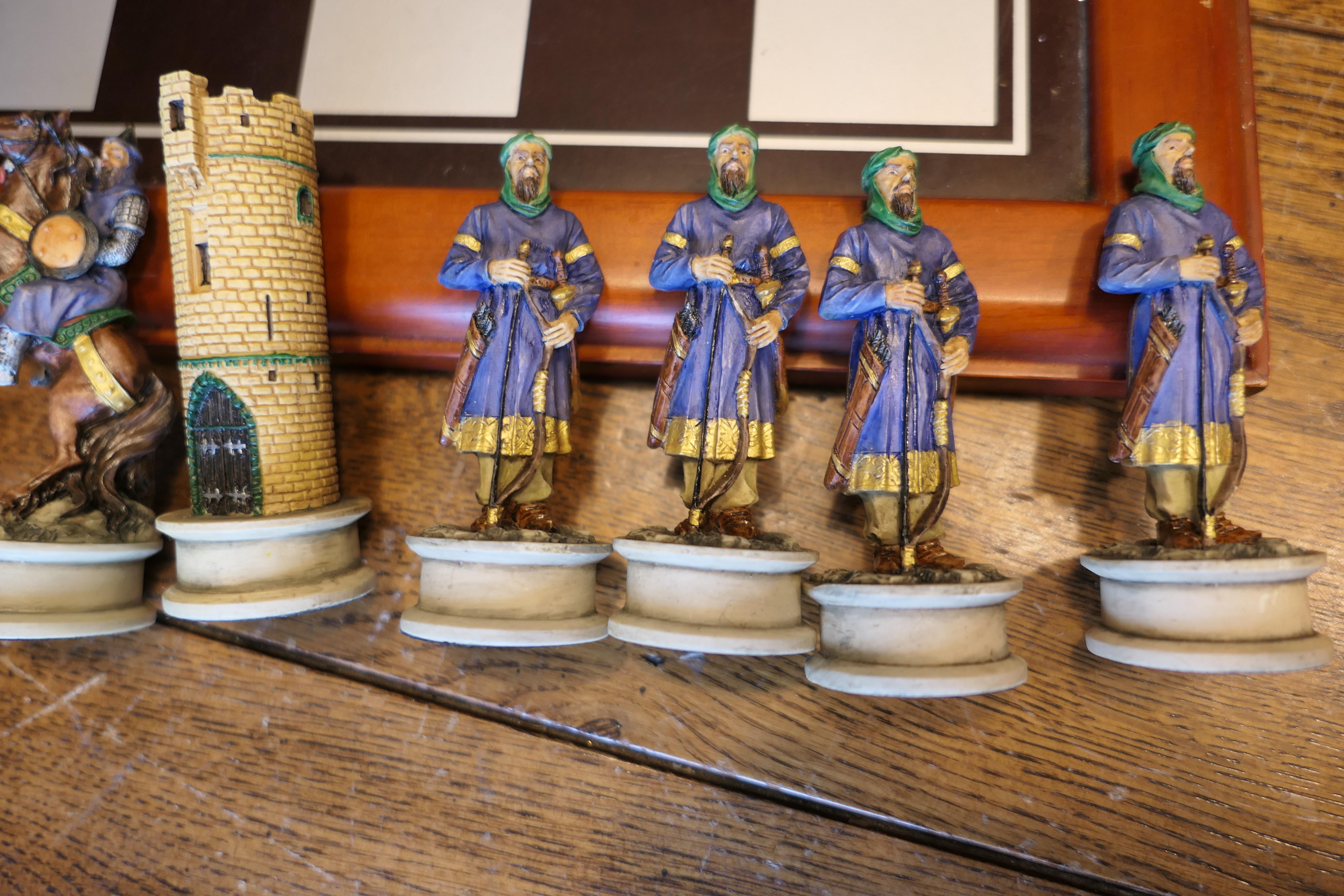 Contemporary Chess Set with Crusader and Saracen Figures  An interesting slant on the game   For Sale