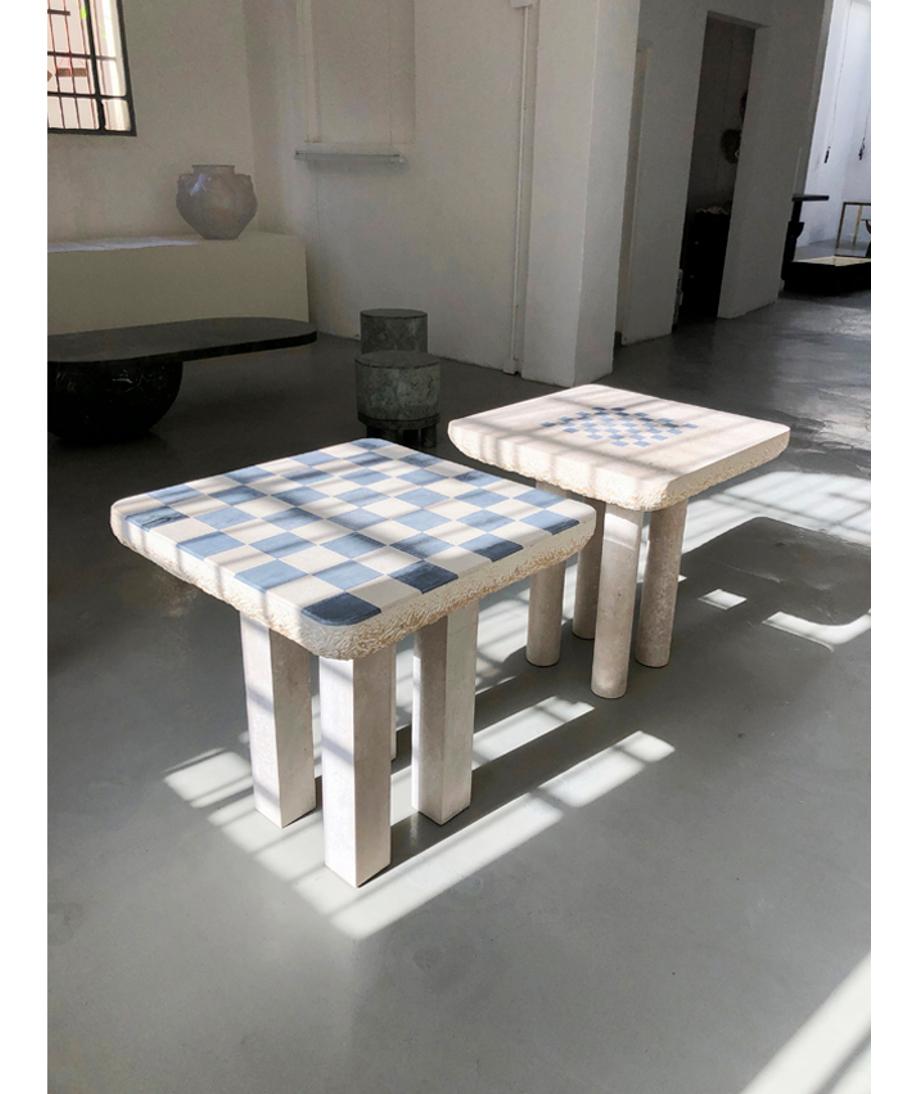 Round staircase table - French limestone - hand-sculpted - rooms
Dimensions: 75 x 70 x 70 cm
Materials: French limestone

These sculptural and yet functional tables have a playful feel to them. The tables exudes a material richness and graphic