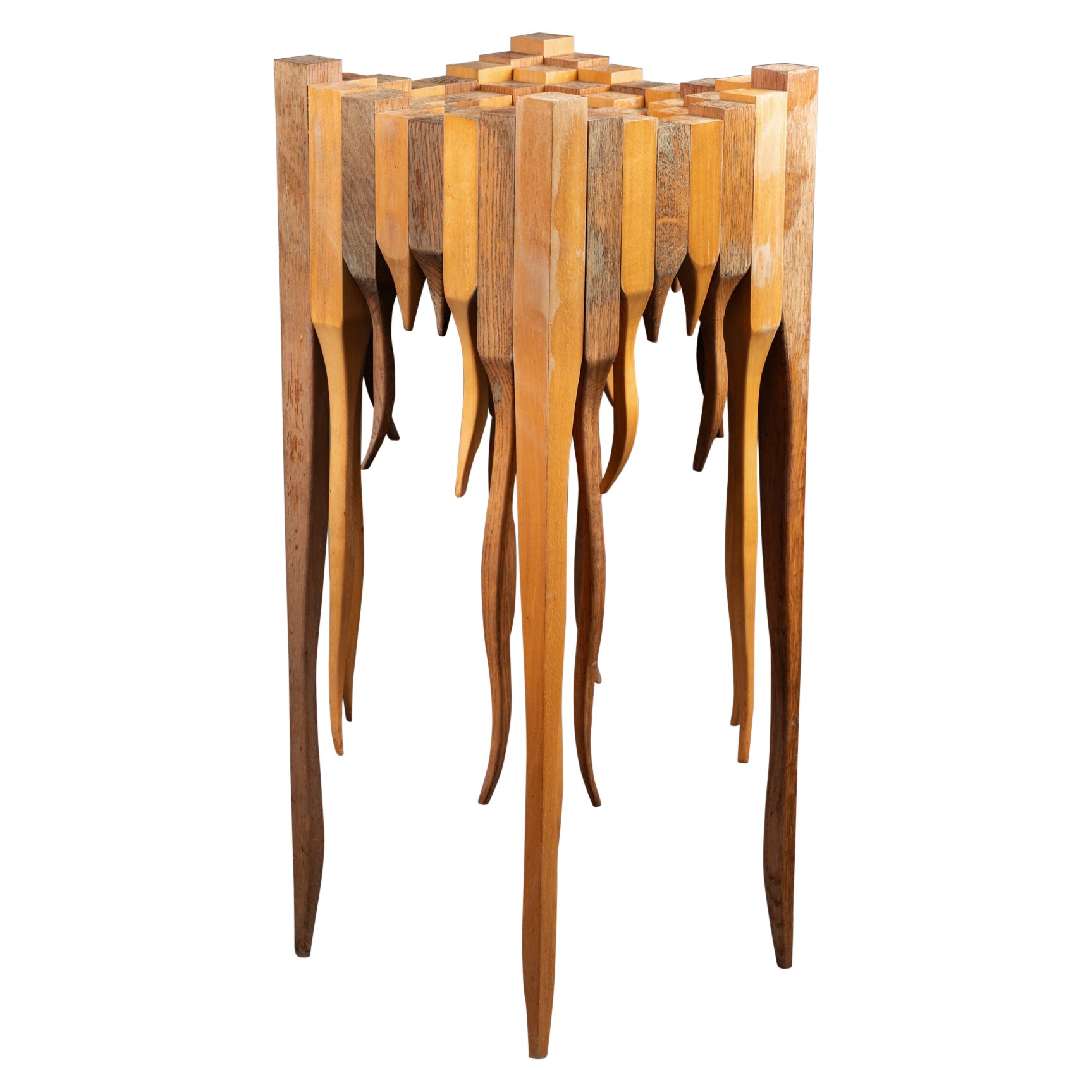 "Chess table" : wood hand made high chess table - C.1970-80 en venta