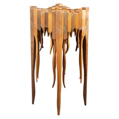 "Chess table" : wood hand made high chess table - C.1970-80