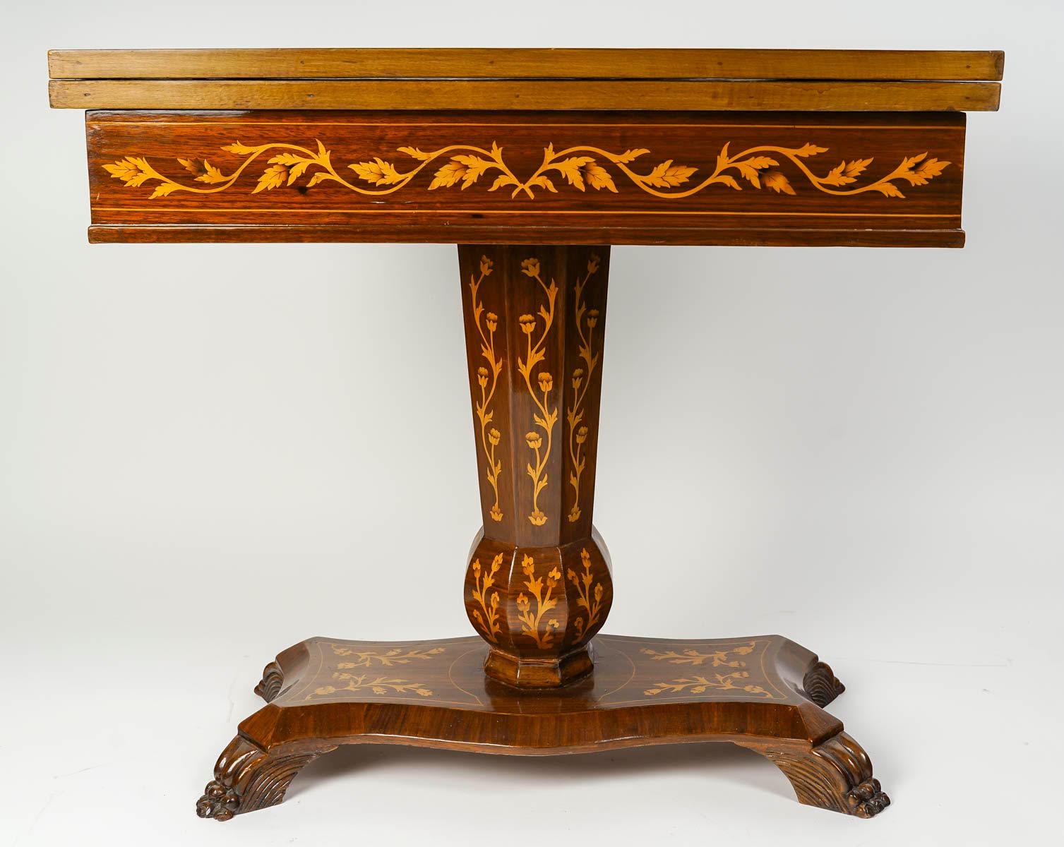 Schachbrett, Backgammon-Tisch, Holzeinlegetisch, Intarsienspieltisch, frühes 20. Jahrhundert. im Angebot 4