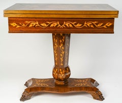 Chessboard, Backgammon Table, Wooden Marquetry Games Table, Early 20th Century.
