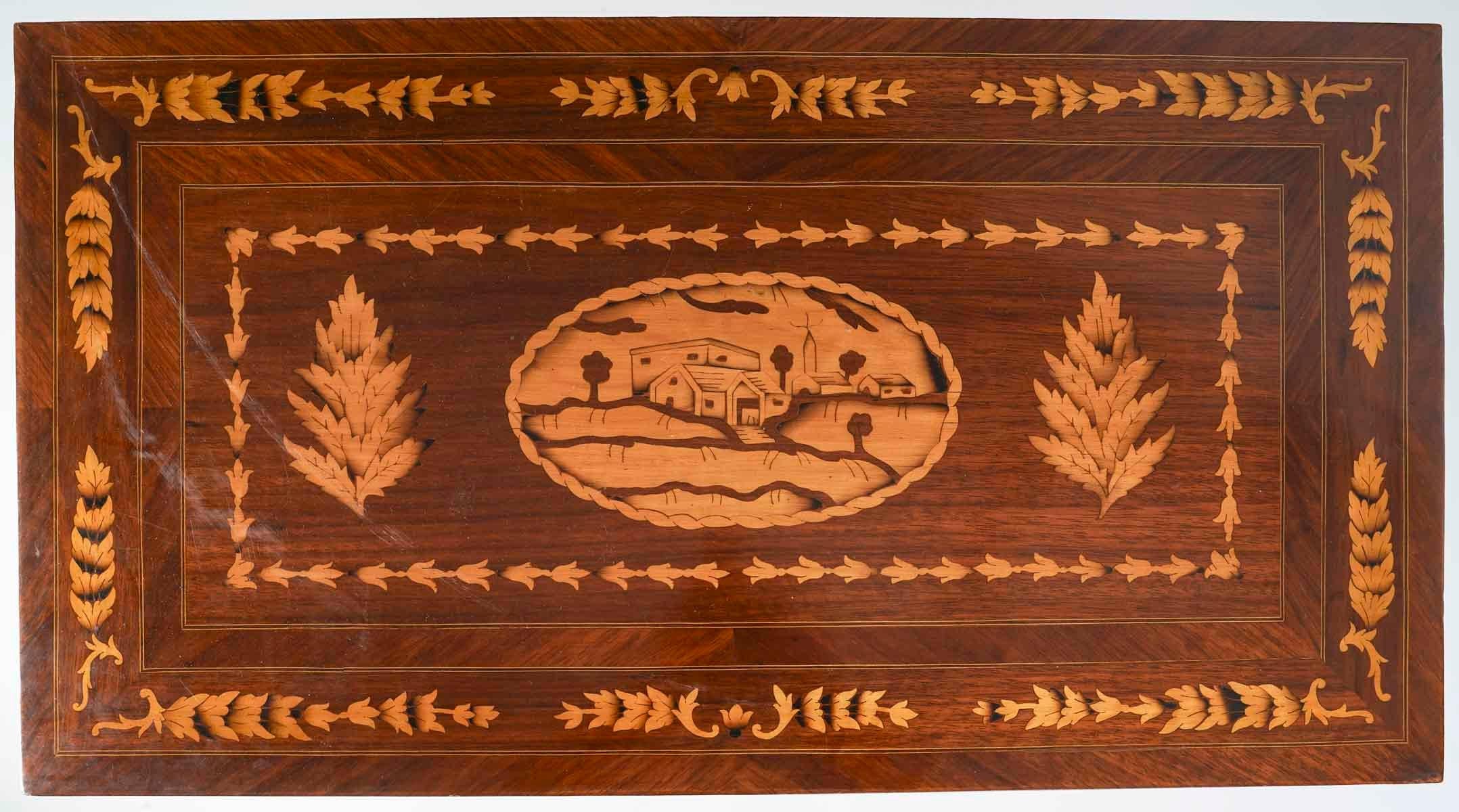 European Chessboard, Backgammon Table, Wooden Marquetry Games Table, Early 20th Century. For Sale